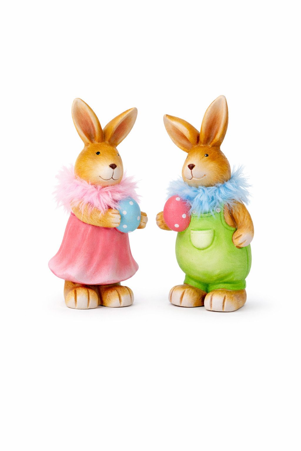 Geschenk-Himmel Osterhase Hasen Osterhase 2er Set pink und grün mit Ei und Federschal