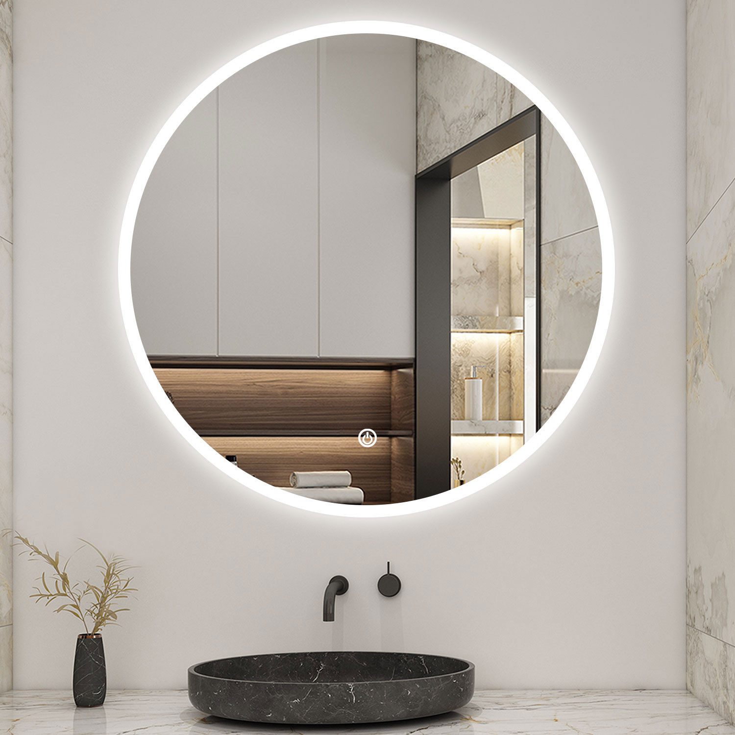 Aica Sanitär Badspiegel Rund mit Beleuchtung Wandspiegel Dimmbar günstig online kaufen
