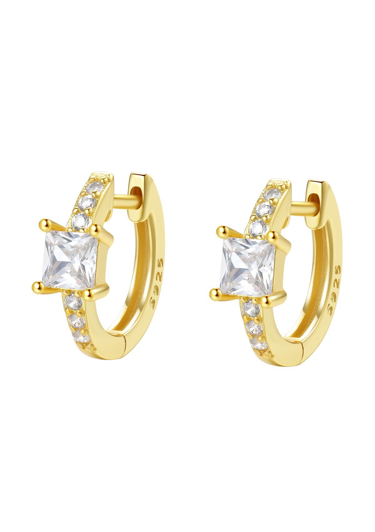 Hey Happiness Paar Creolen Silber 925 Ohrringe Zirkon, 18K Vergoldet, Damen günstig online kaufen