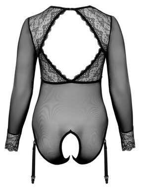 Cottelli Collection Body-Ouvert Transparenter Body mit offenem Schritt Plus Size - schwarz