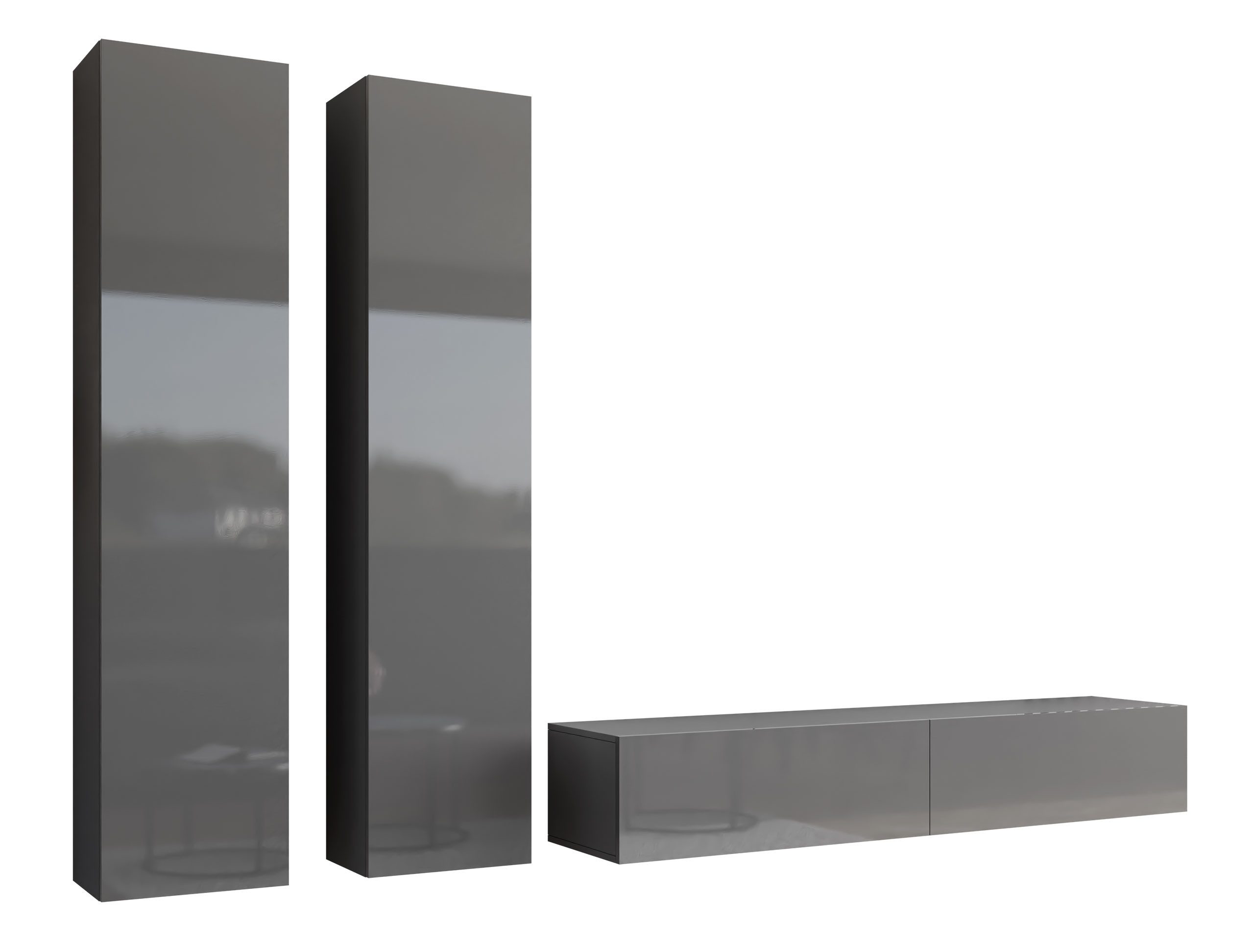 MIRJAN24 Wohnwand Vigo IV, (3er-Set, 2x Vitrine, TV-Lowboard), grifflosem Ö günstig online kaufen