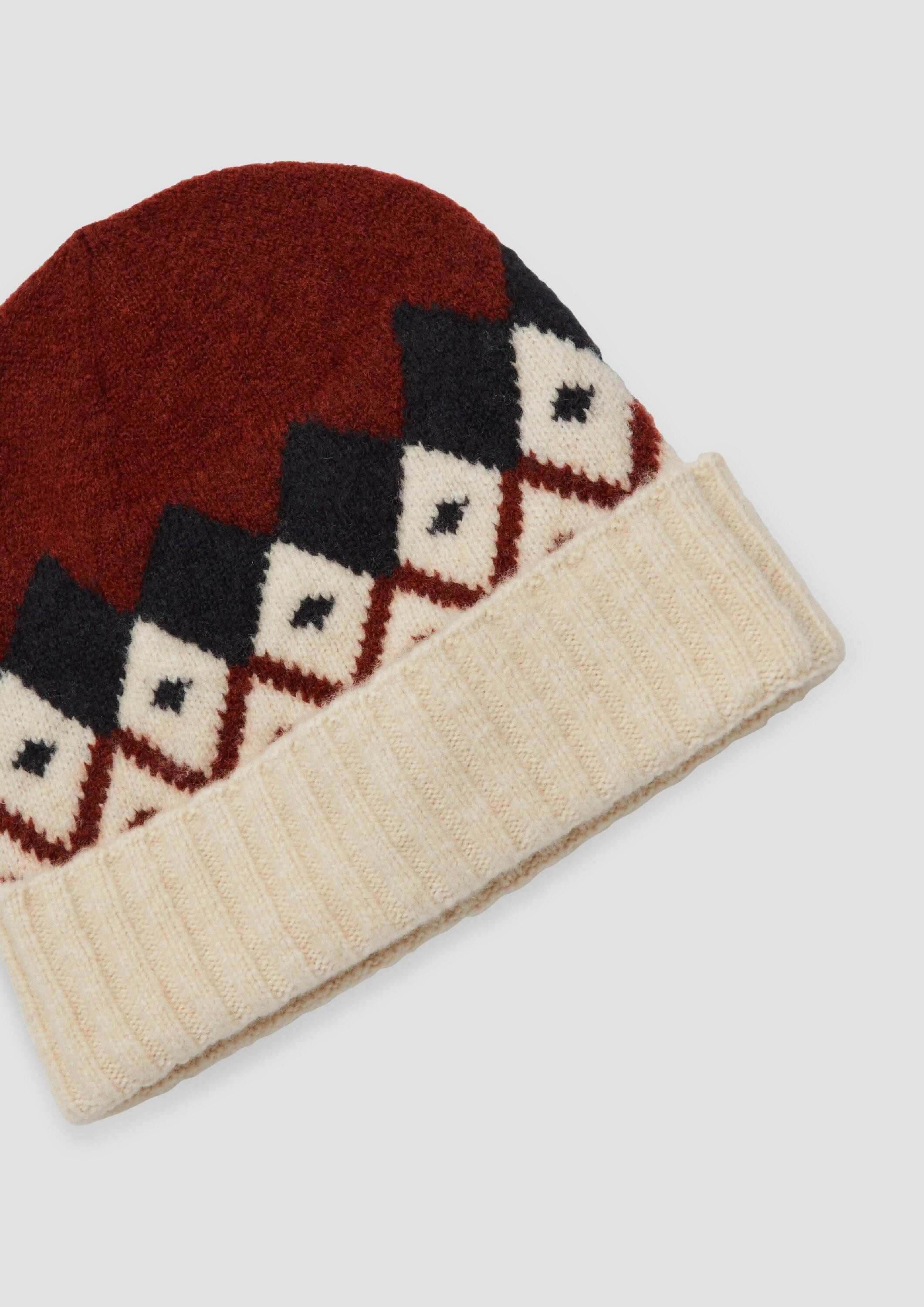 s.Oliver Strickmütze Mütze Weiche Jacquard-Mütze aus Wollmix