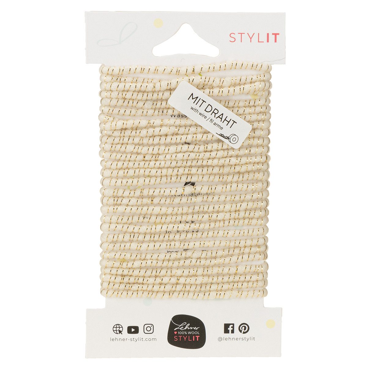 Viana Filzband Dekorative Wollkordel mit Draht und Lurexfaden für Bastel- und