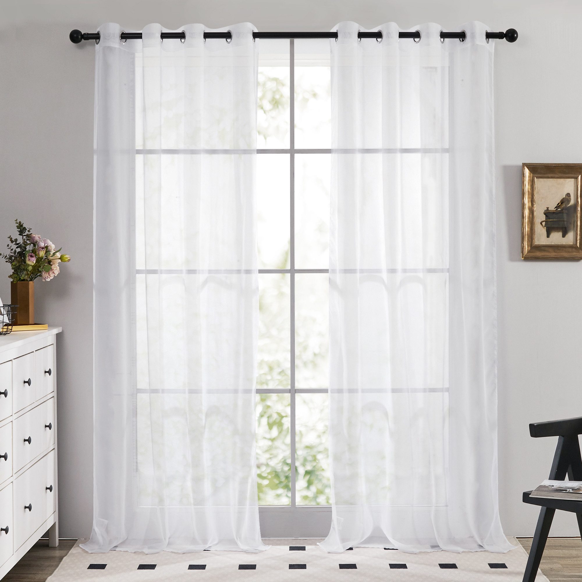 Deconovo Vorhang Transparent Voile Gardinen mit Ösen Wohnzimer Ösenvorhang 2er Set, Luftig Modern Store Dekoschals Schlafzimmer einfarbig pflegeleicht