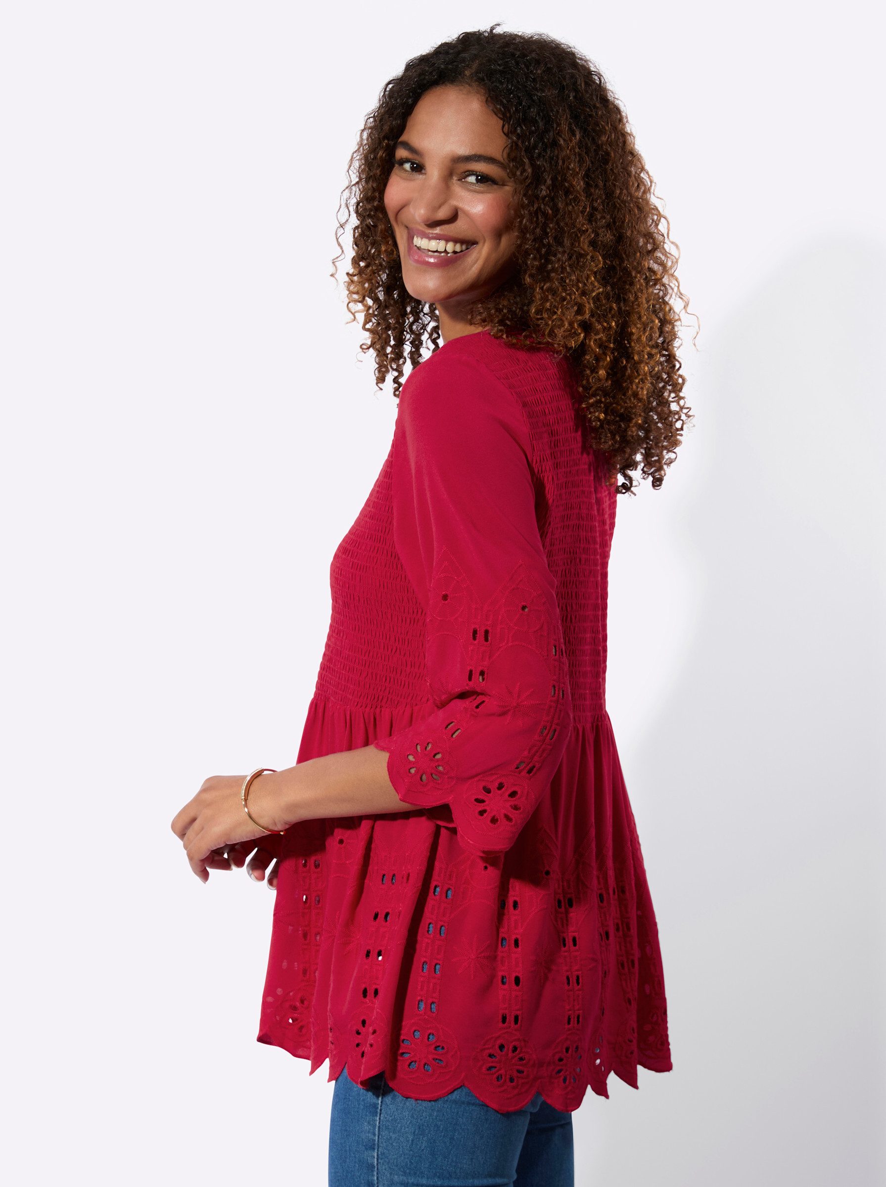 Witt Klassische Bluse Spitzen-Bluse 3/4-Arm