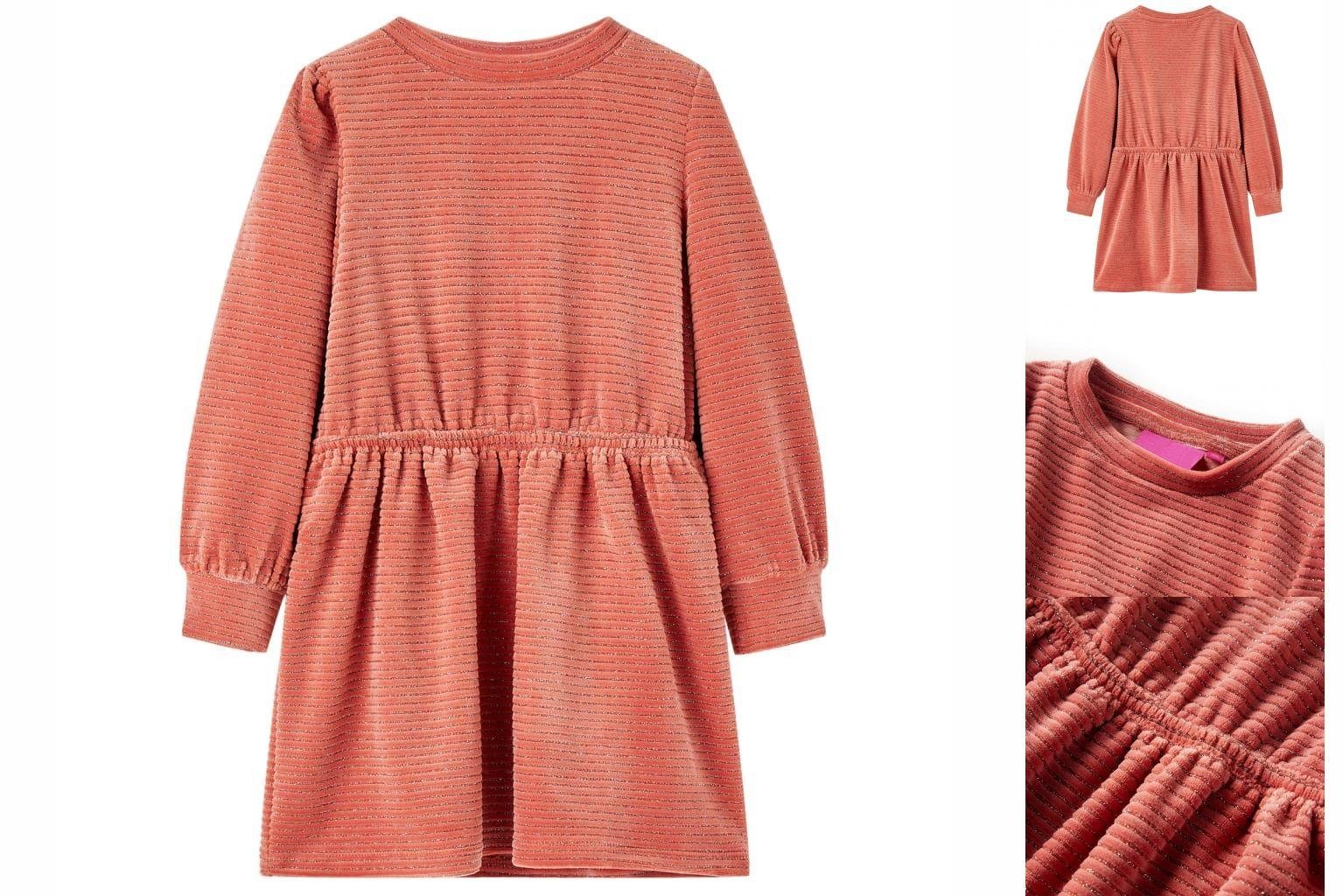 vidaXL A-Linien-Kleid Kinderkleid mit Langen Ärmeln Mittelrosa 104