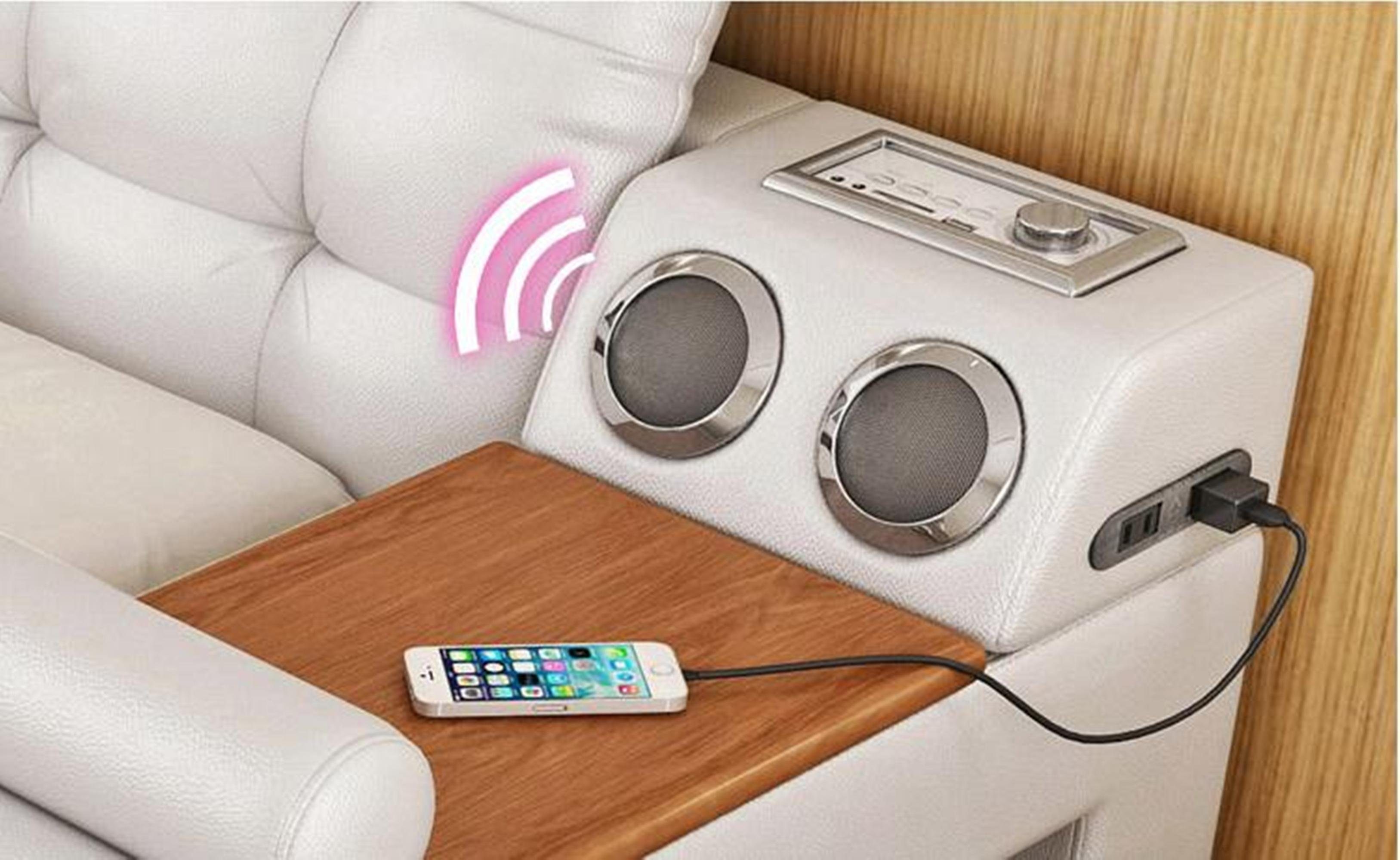 JVmoebel Multimediabett Bett Doppel Leder Polster Betten Multifunktion mit Massagefunktion, Made in Europa