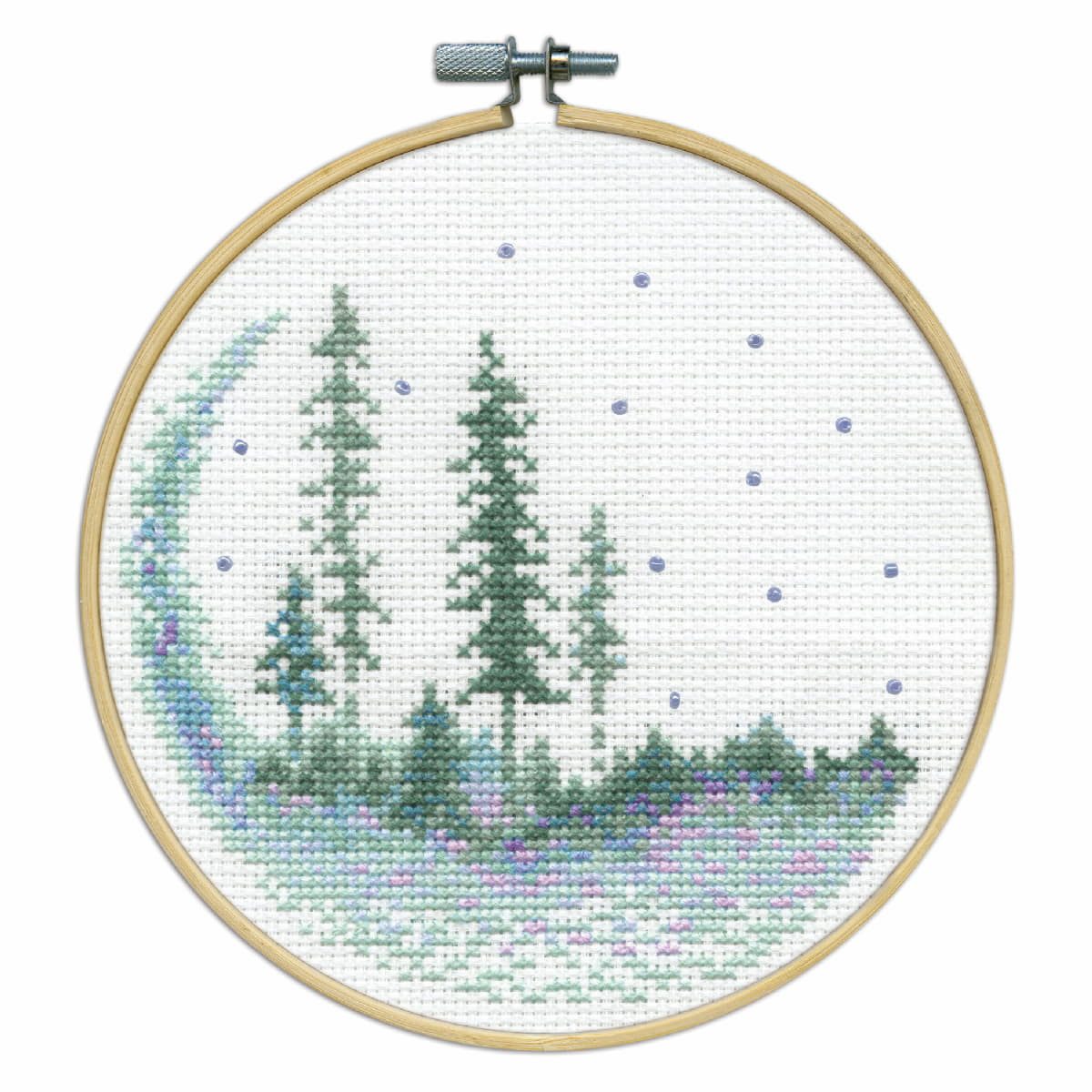 Design Works Crafts Kreativset Design Works Kreuzstich Stickpackung mit Stickrahmen "Wald", Zählmust, (embroidery kit by Marussia)