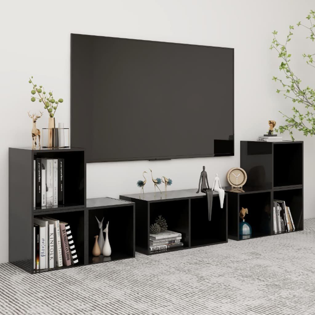 furnicato TV-Schrank 6-tlg. TV-Schrank-Set Hochglanz-Schwarz Holzwerkstoff