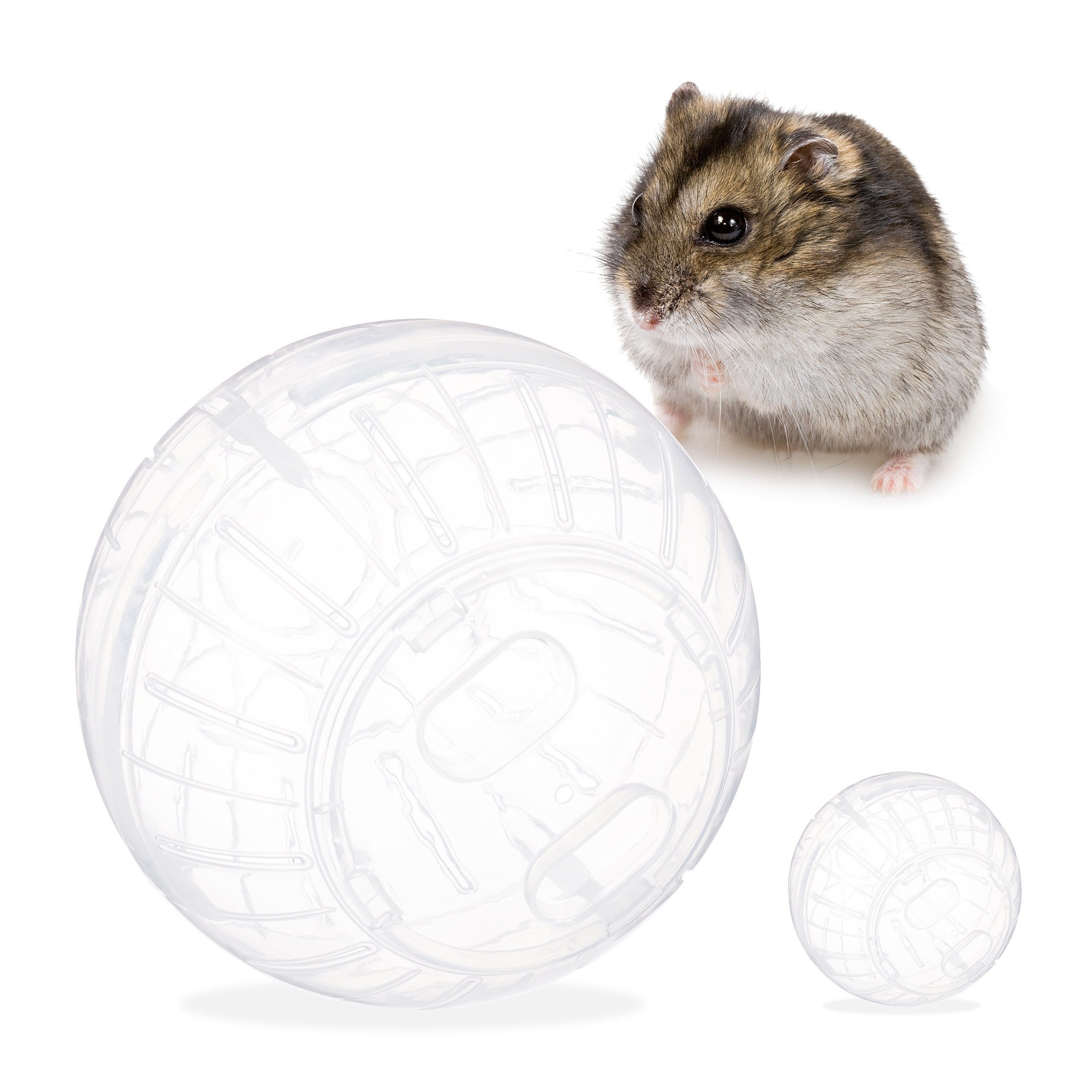 relaxdays Tierball 2 x Hamsterball transparent, Kunststoff | Sportbälle