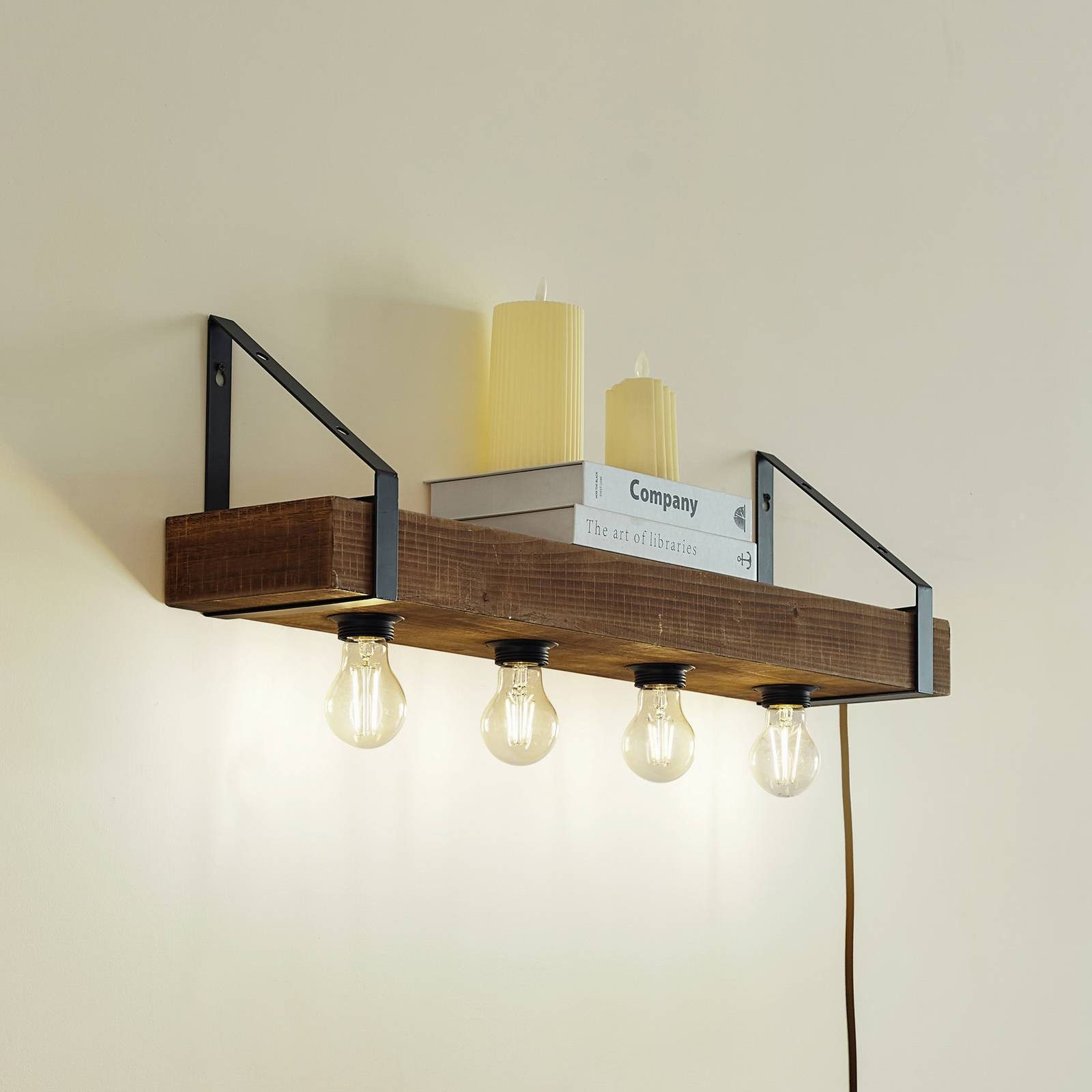 Lindby Wandleuchte Vatana, Holz IP20, 4 x 15 W LED günstig online kaufen