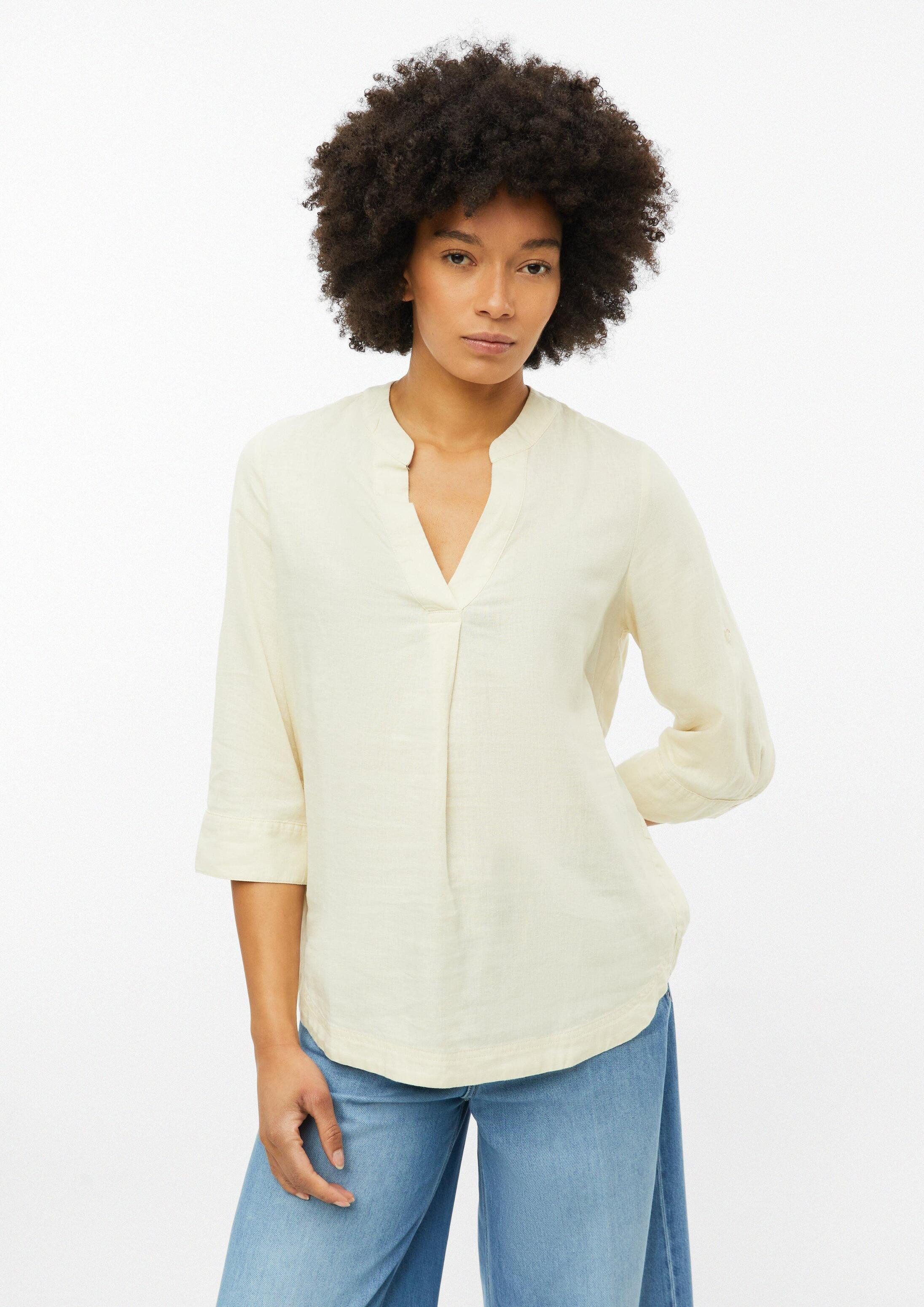 s.Oliver Kurzarmbluse Bluse Leinenmix-Bluse mit Turn-up