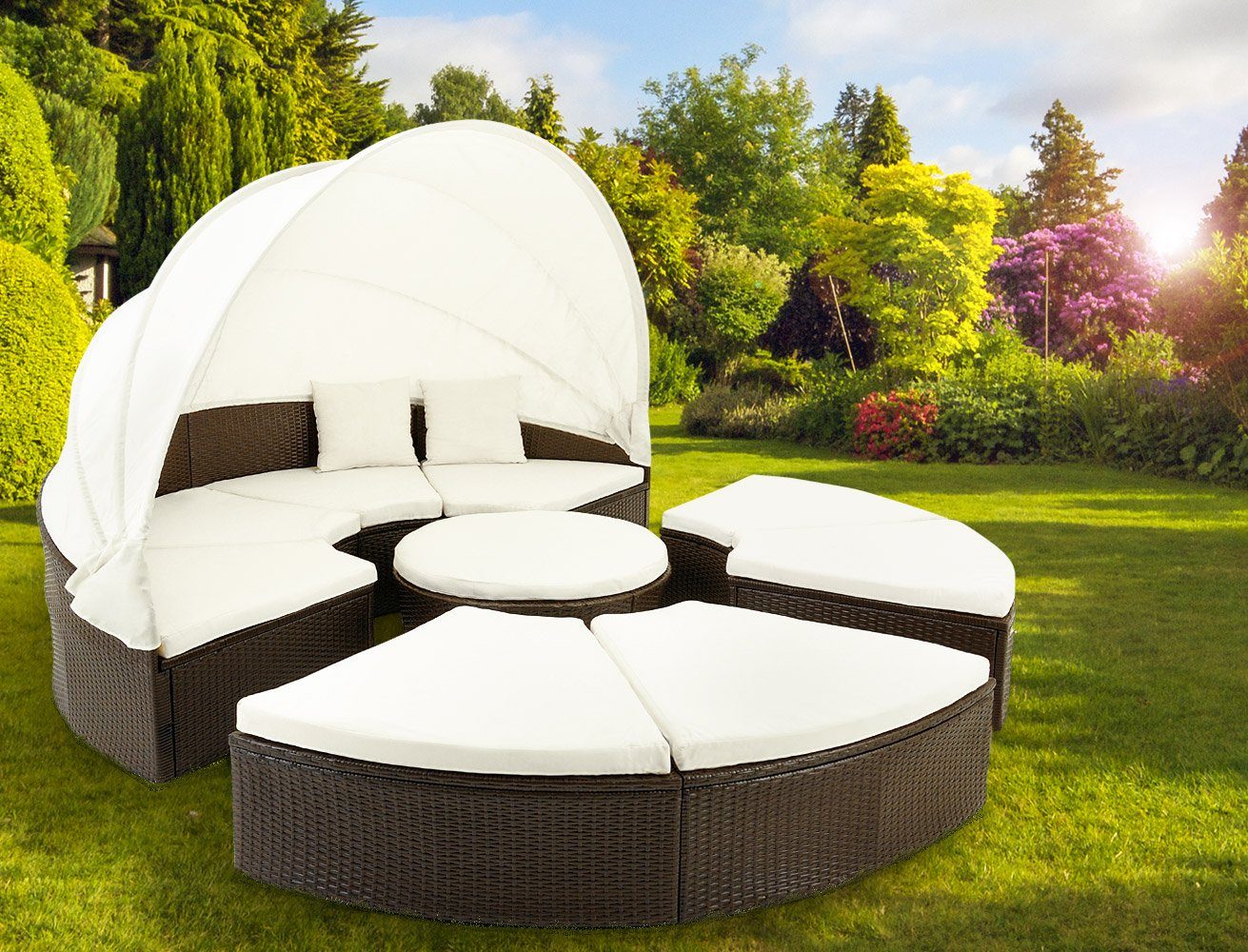 Casaria Sonneninsel Braun, 230cm Sonnenliege Polyrattan günstig online kaufen