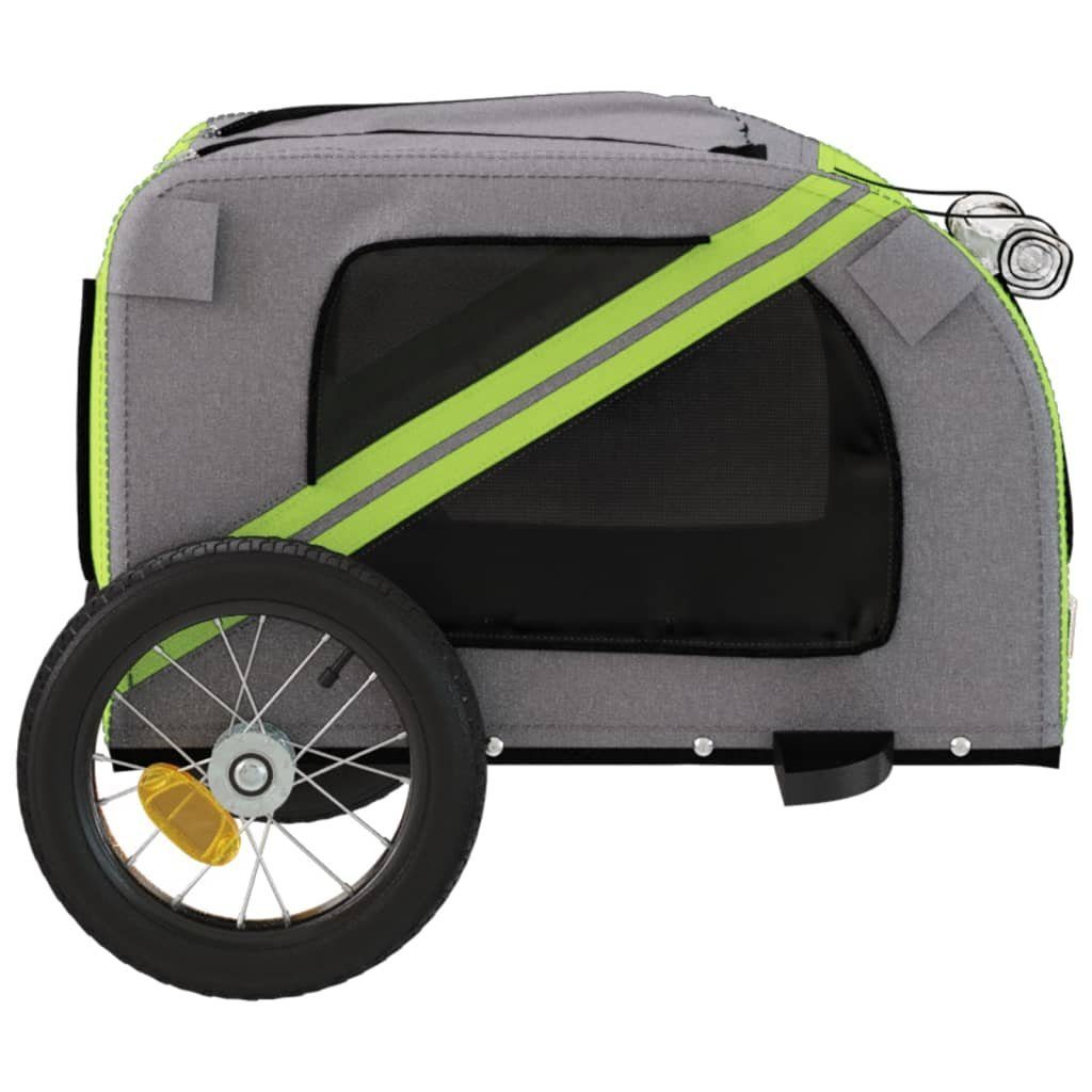 vidaXL Bicycle Dog Trailer 30 kg Bicycle Trailer for Dogs Green and Grey Oxford Fabric and Iron