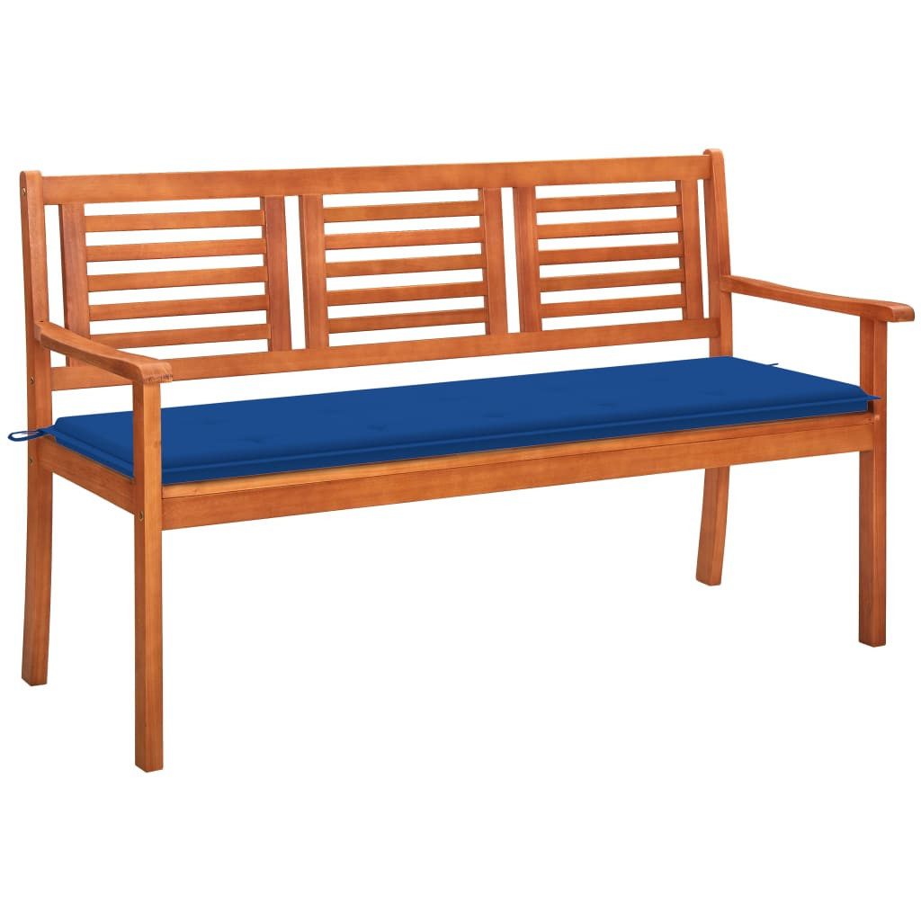 vidaXL Gartenbank 3-Sitzer-Gartenbank mit Auflage 150 cm Massivholz Eukalyptus (1-St)