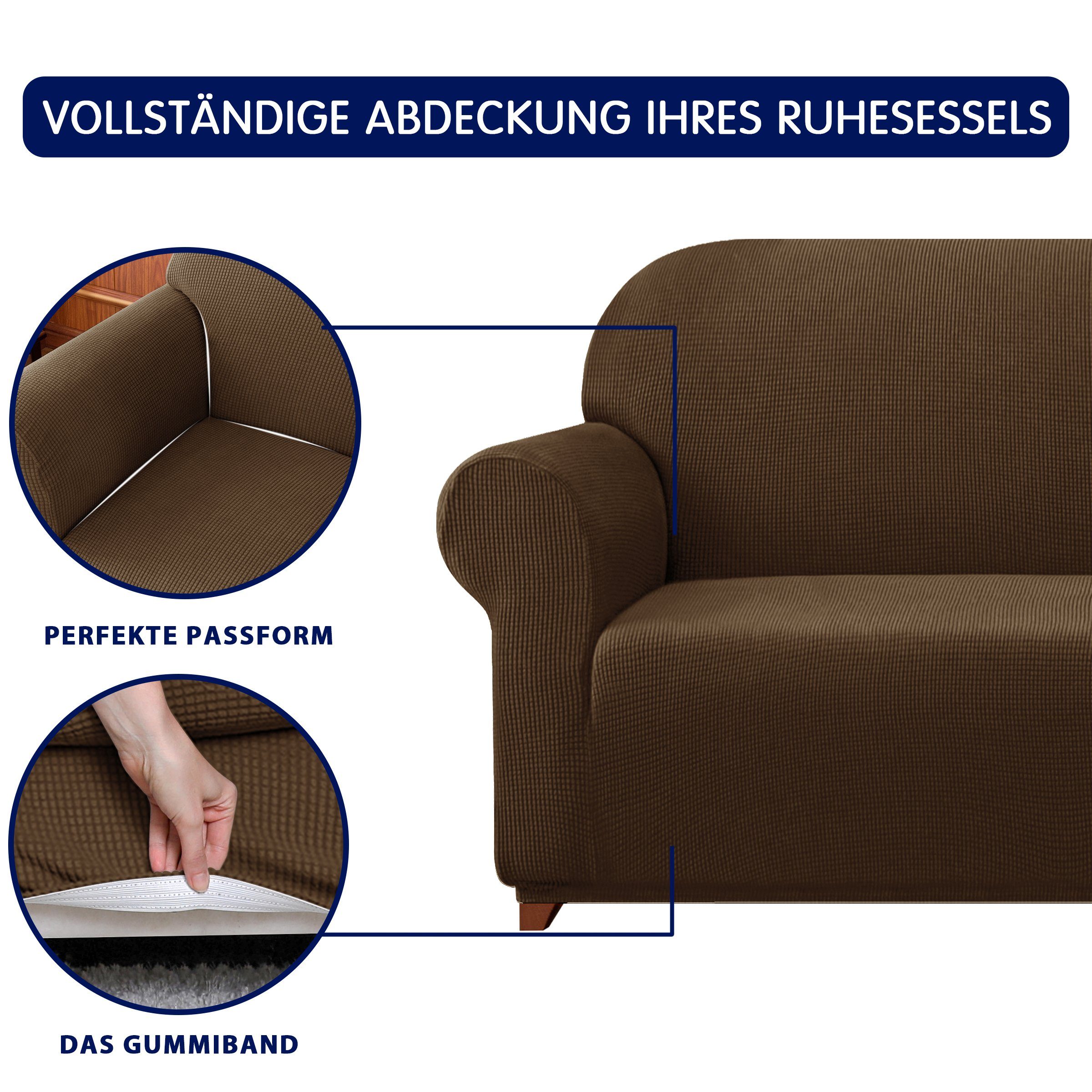 Sitzer Sofabezug, dezentem Sofahusse SUBRTEX, Kaffee mit 2/3/4 Muster