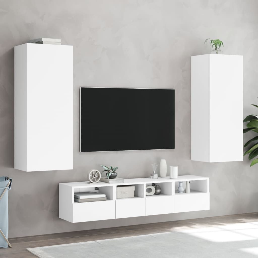 vidaXL TV-Wand 5-tlg. Wohnwand Weiß Holzwerkstoff, günstig online kaufen