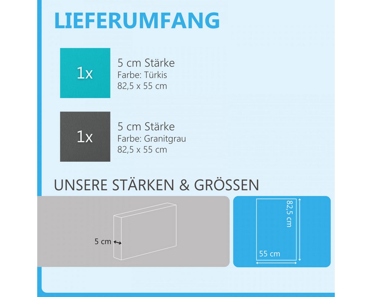 Thumbnail - platino24 Akustikplatte 2er Set Rechtecke aus Basotect ® G+ mit Akustikfilz 825x550x50mm