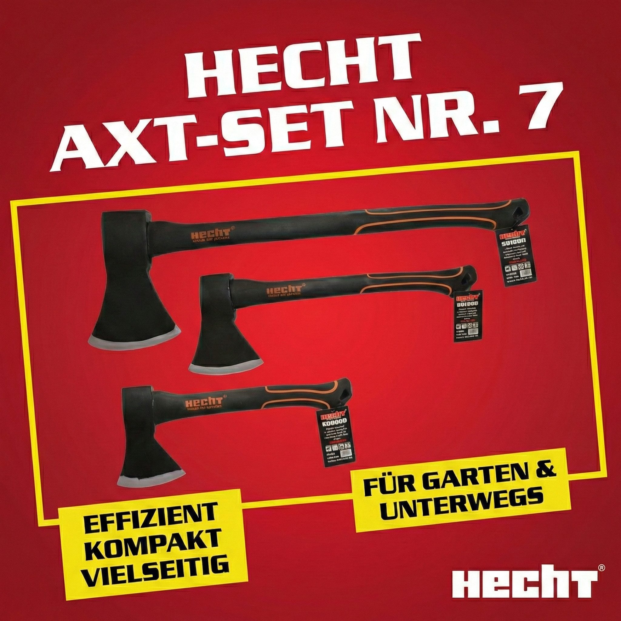 Hecht Axt 30cm Beil 40cm Beil 55cm Universalaxt Set, (3-St), Polierte Spaltfläche