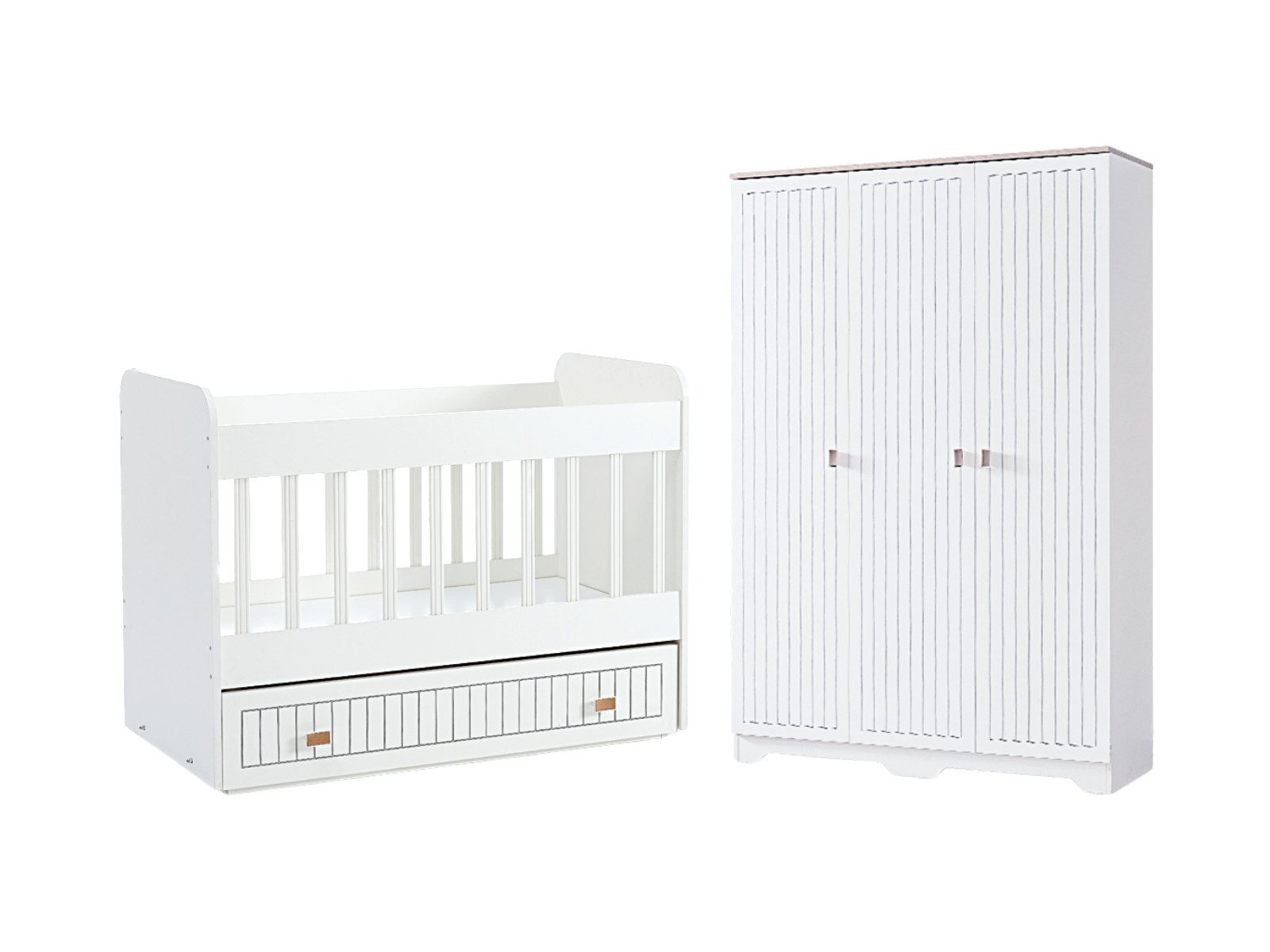 Villa Möbel Babyzimmer-Komplettset Javiro, (Babyzimmer-Set, 2-tlg., Babybett und Kleiderschrank), mit Bett, Nachttisch und Schreibtisch
