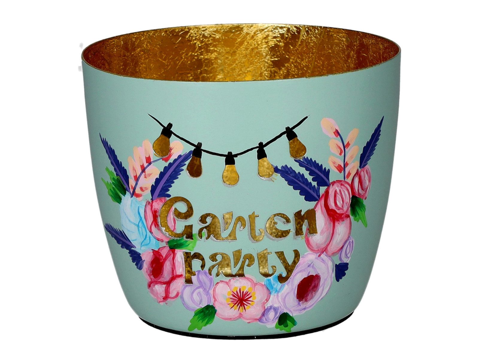 Giftcompany Windlicht Madras Windlicht M Gartenparty mint/gold 8,5cm