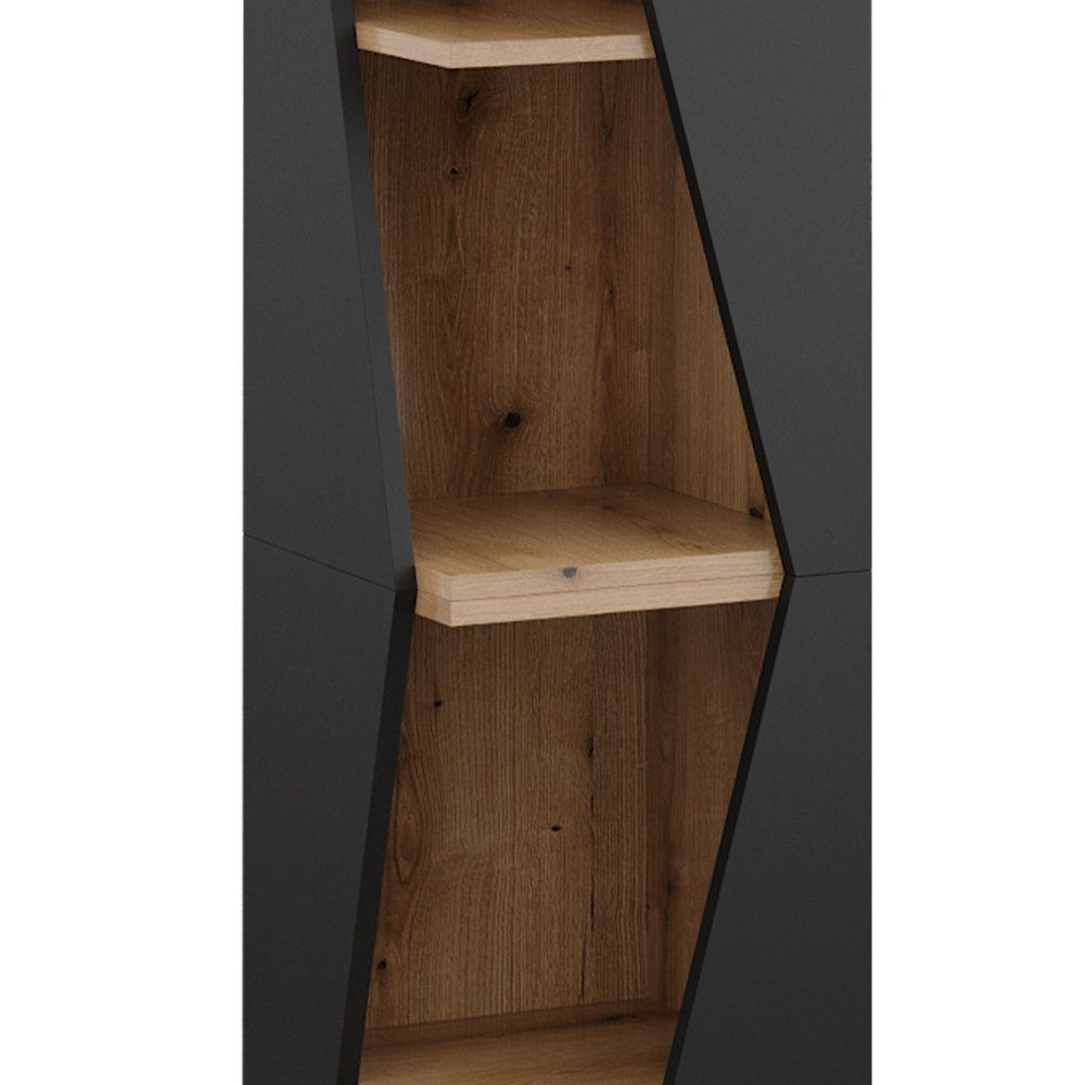 Vicco Hochschrank Benno, Anthrazit/Eiche, 31.6 x 70.5 cm mit 3 Ablagen (1-St)