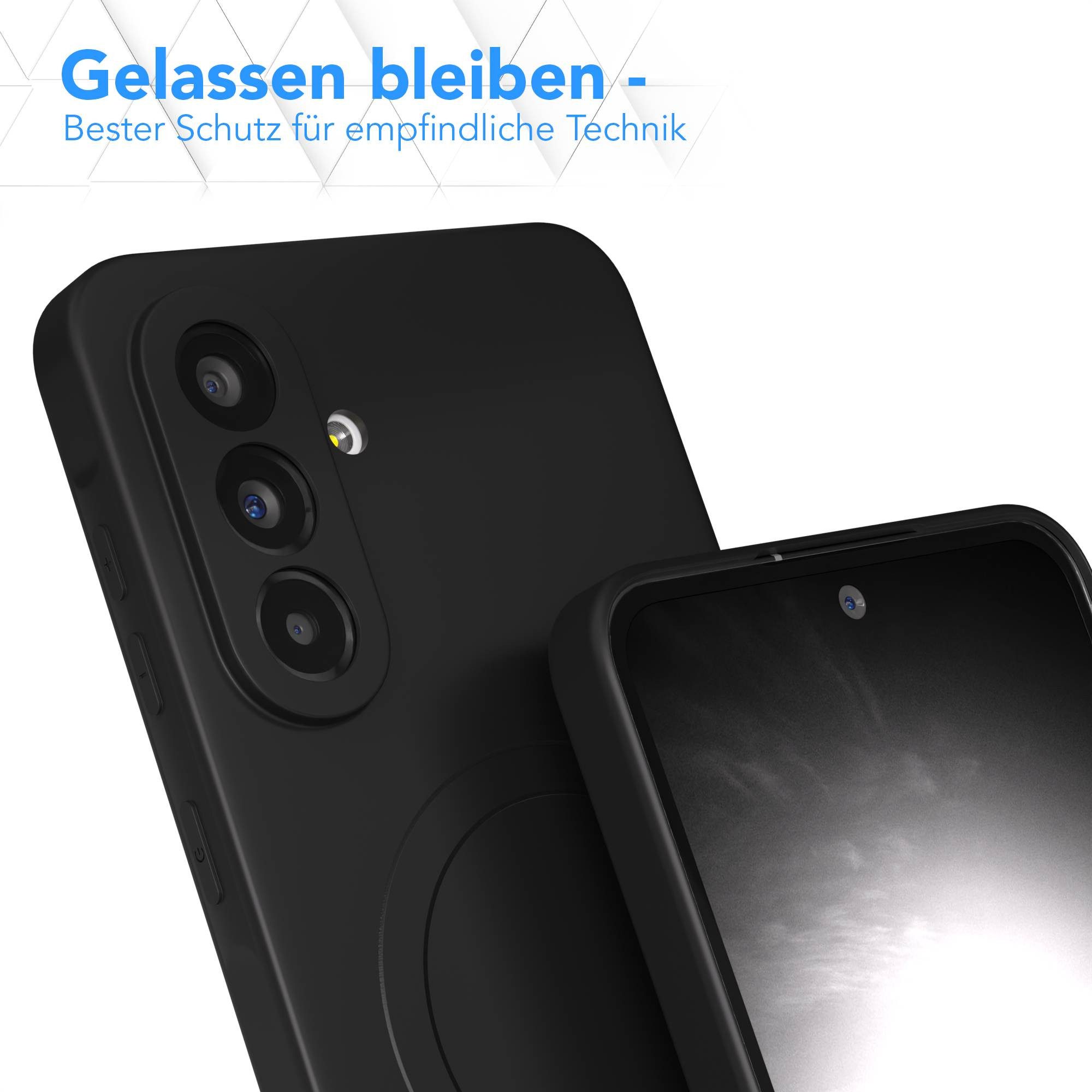 EAZY CASE Handyhülle für Samsung Galaxy A56 Hülle Silikon 6,7 Zoll, Schutzhülle mit MagSafe kratzfest Back Cover Kameraschutz Schwarz – Bild 4 von 5
