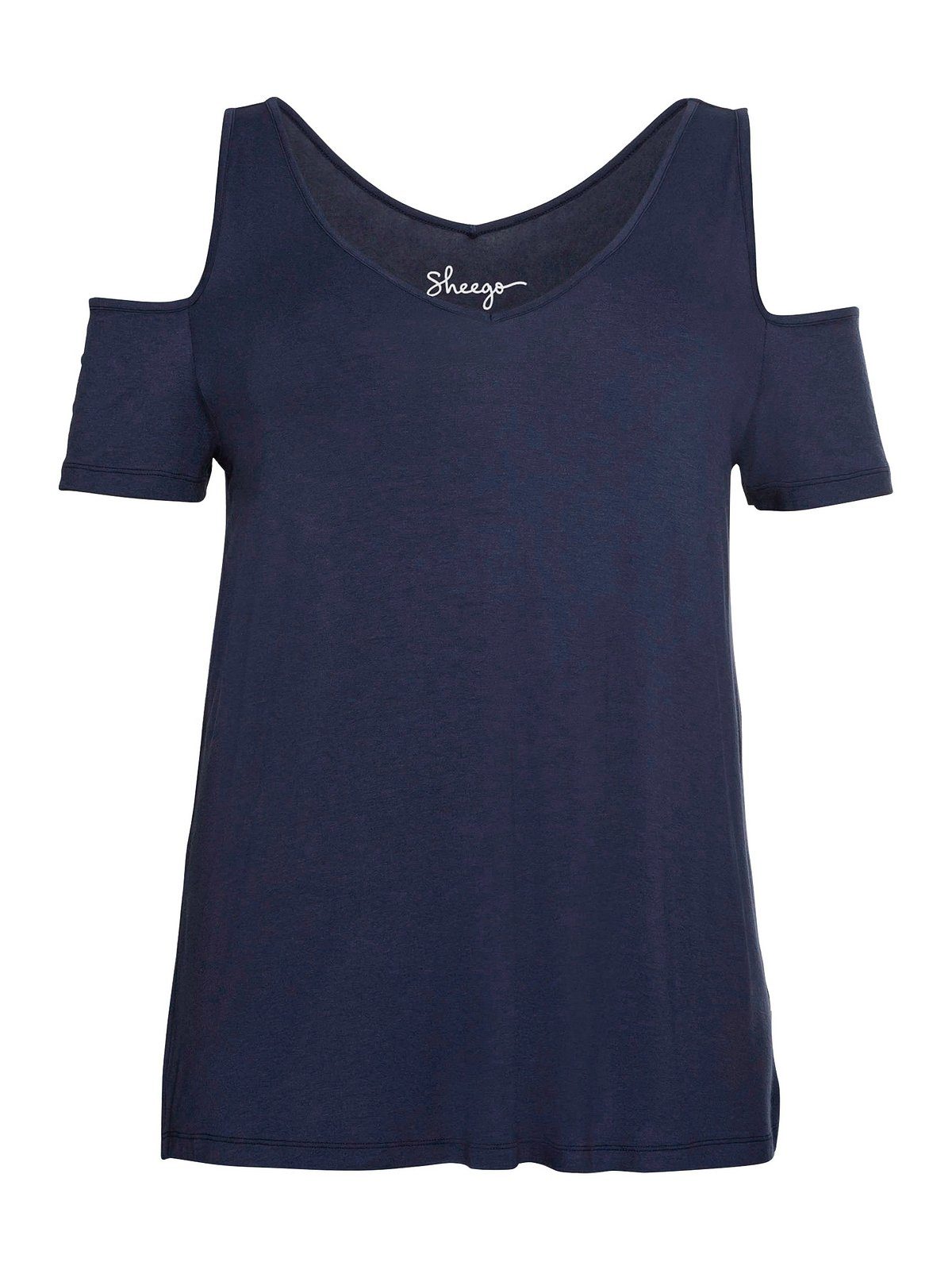 SHEEGO T-Shirt Große Größen mit V-Ausschnitt, im schulterfreien Look mehr