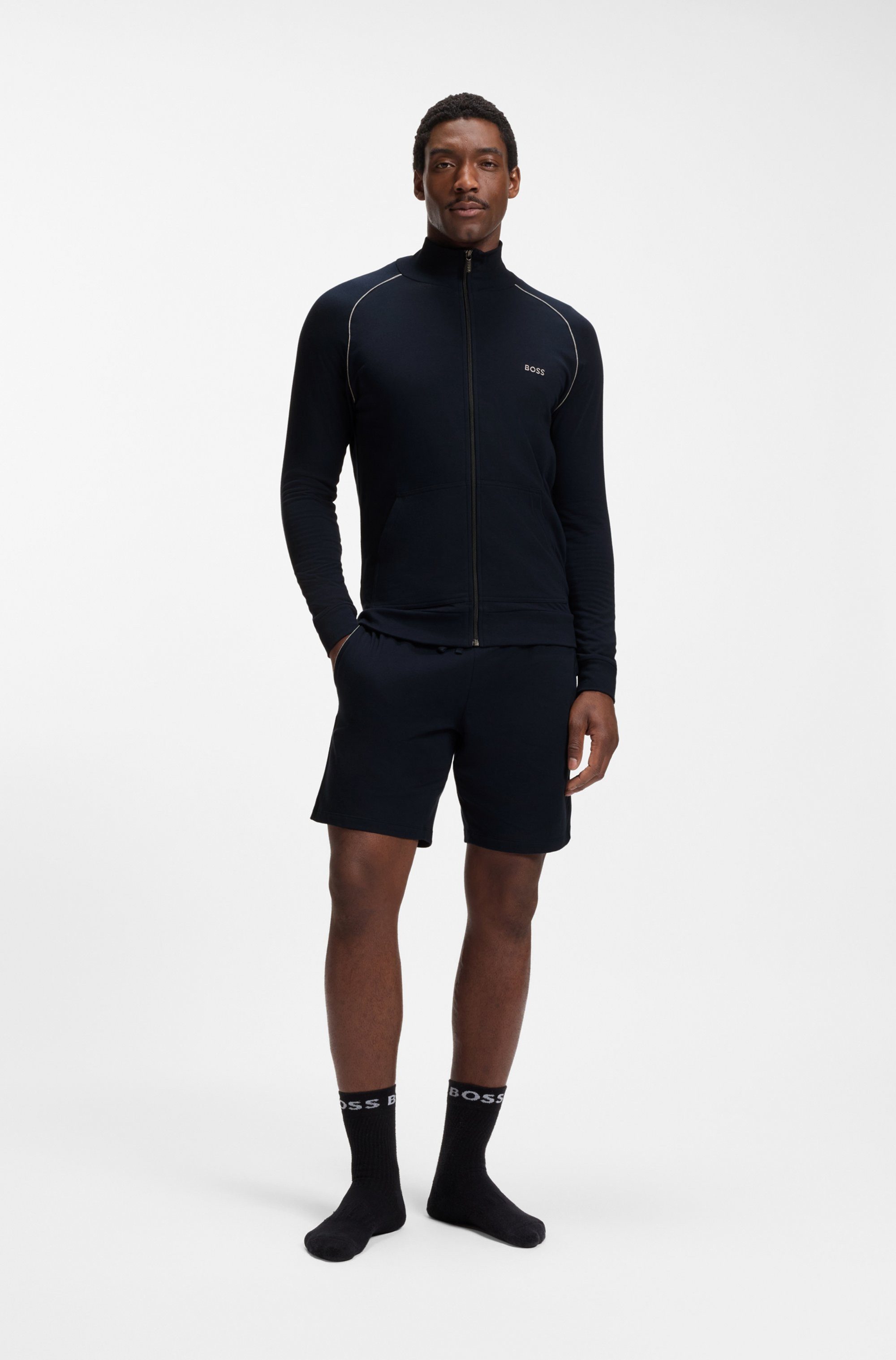 BOSS Sweatjacke Mix&Match Jacket Z mit Kontrastnaht am Ärmel