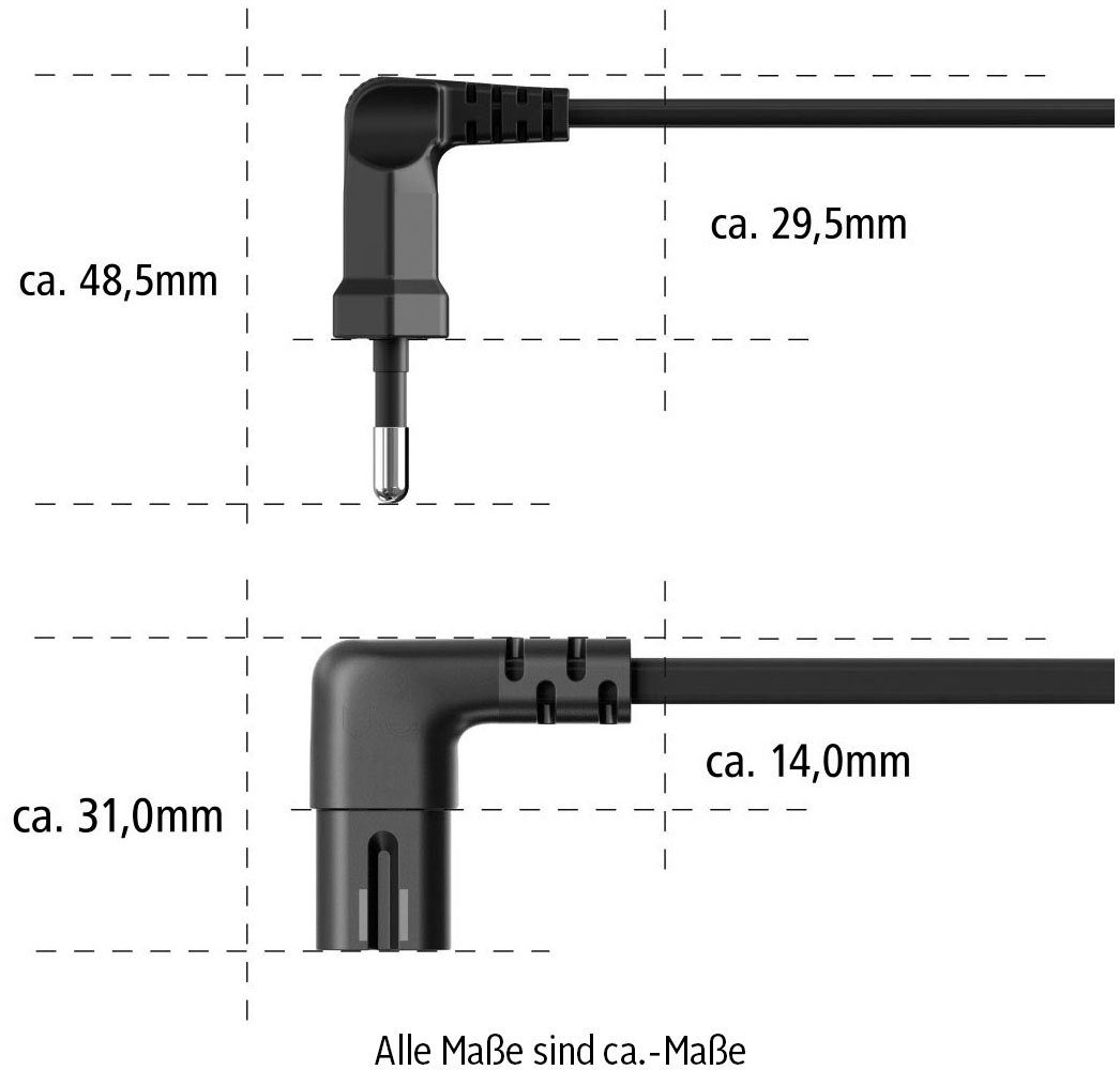 Stromkabel, Hama Sonos gewinkelt, 3m, beidseitig Euro-Netzkabel, für schwarz (Eurostecker), PLAY:1/PLAY:5 (300 C cm), Typ