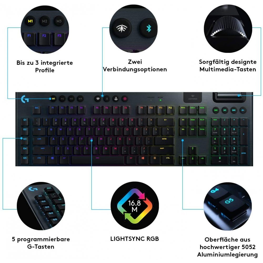 Logitech G915 LIGHTSPEED Linear - Tastatur - schwarz Gaming-Tastatur