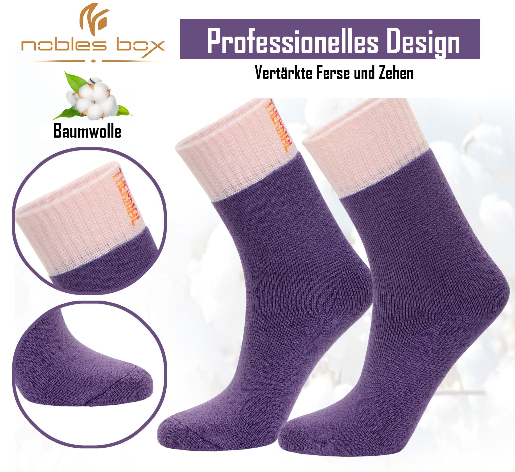 37-40 EU 3-Paar, NoblesBox Arbeitssocken (Beutel, Damen Größe) Damen Damen Thermosocken Wintersocken Socken, Warme Asorti-2
