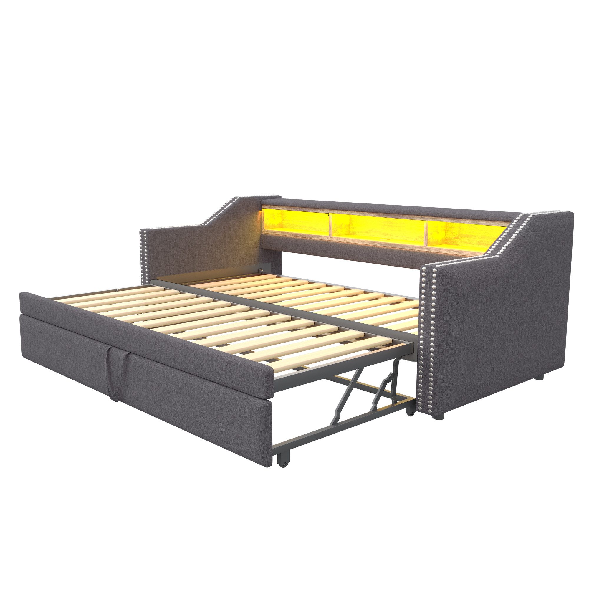 OKWISH Schlafsofa Polsterbett,mit USB-Anschluss, LED-Beleuchtung, Polsterbe günstig online kaufen