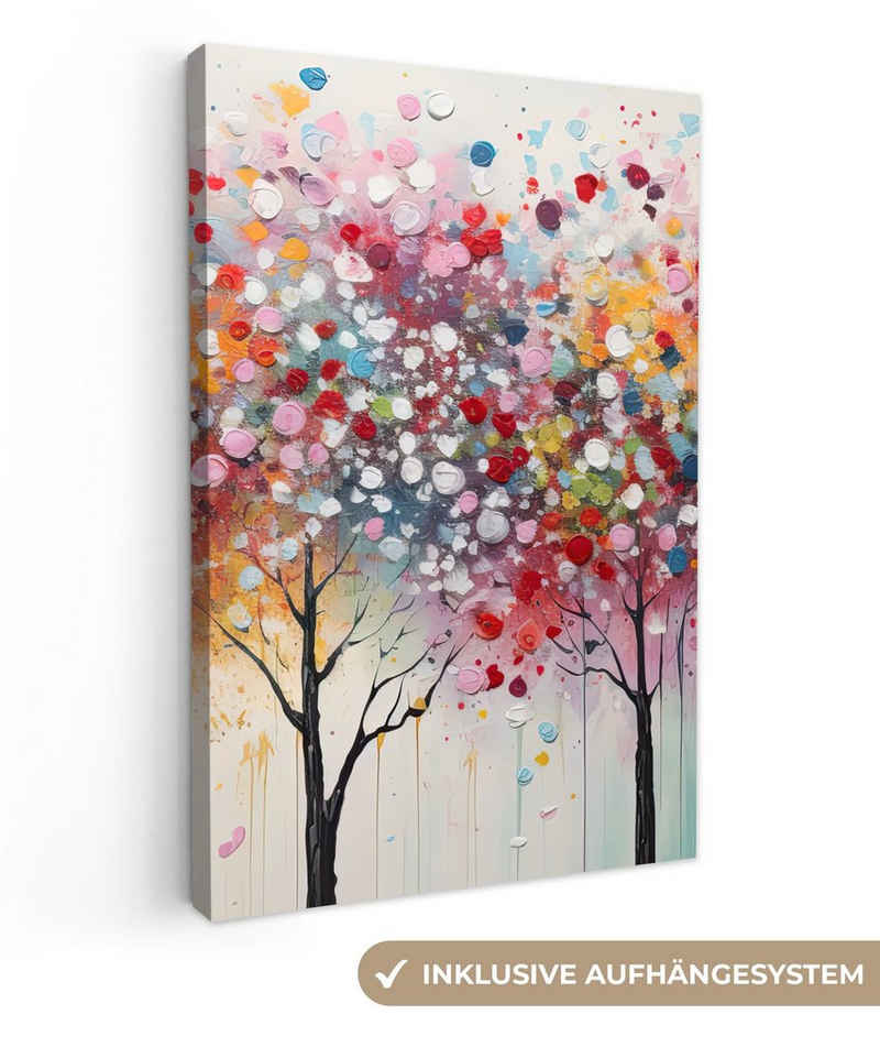 OneMillionCanvasses® Leinwandbild Kunst - Bäume - Natur - Acryl, (1 St), Leinwand Bilder für Wohnzimmer Schlafzimmer, 40x60 cm