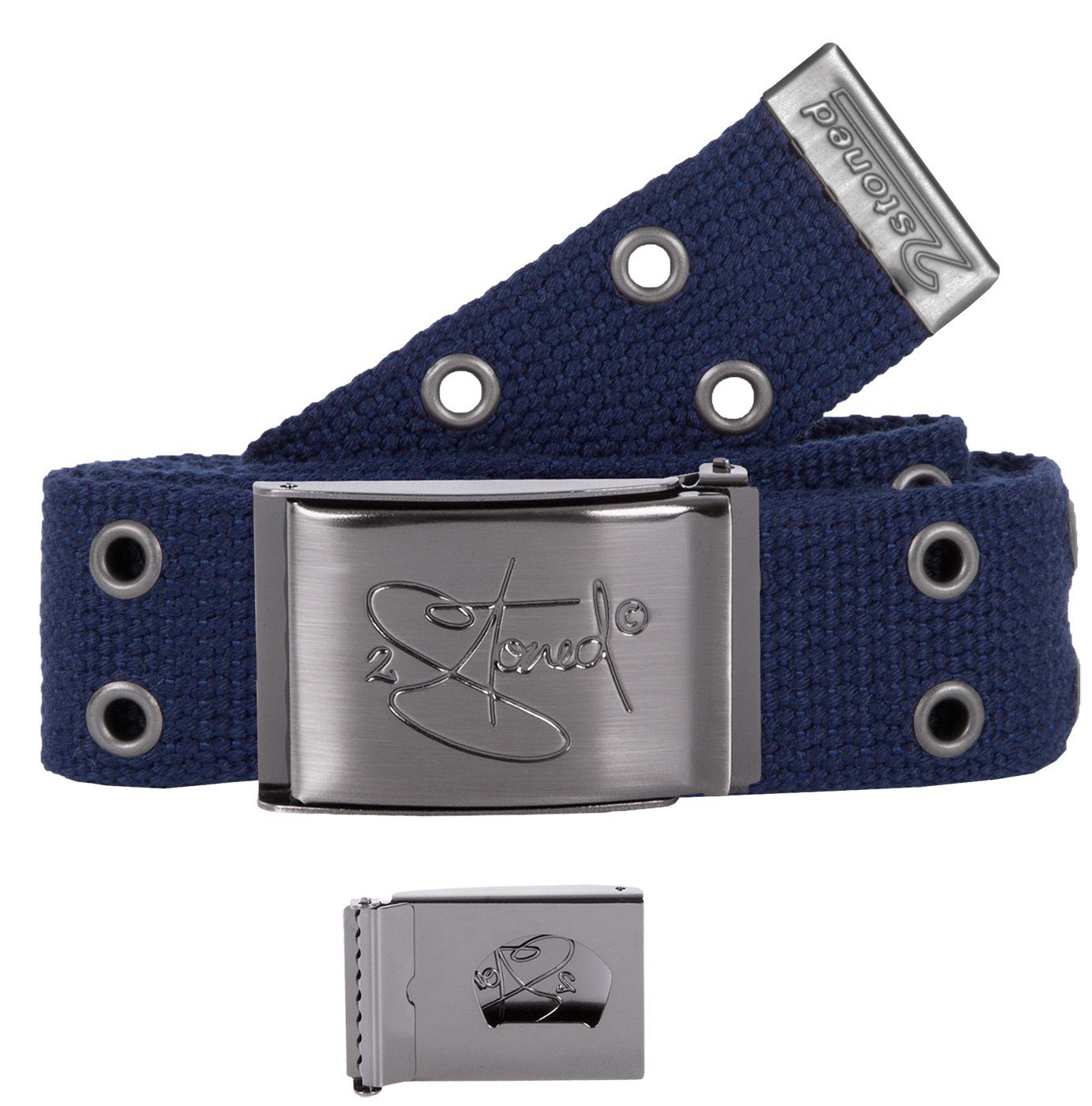 Nietengürtel Stoffgürtel Unisex, matte Schnalle Classic, 4 cm breit, 120 cm lang