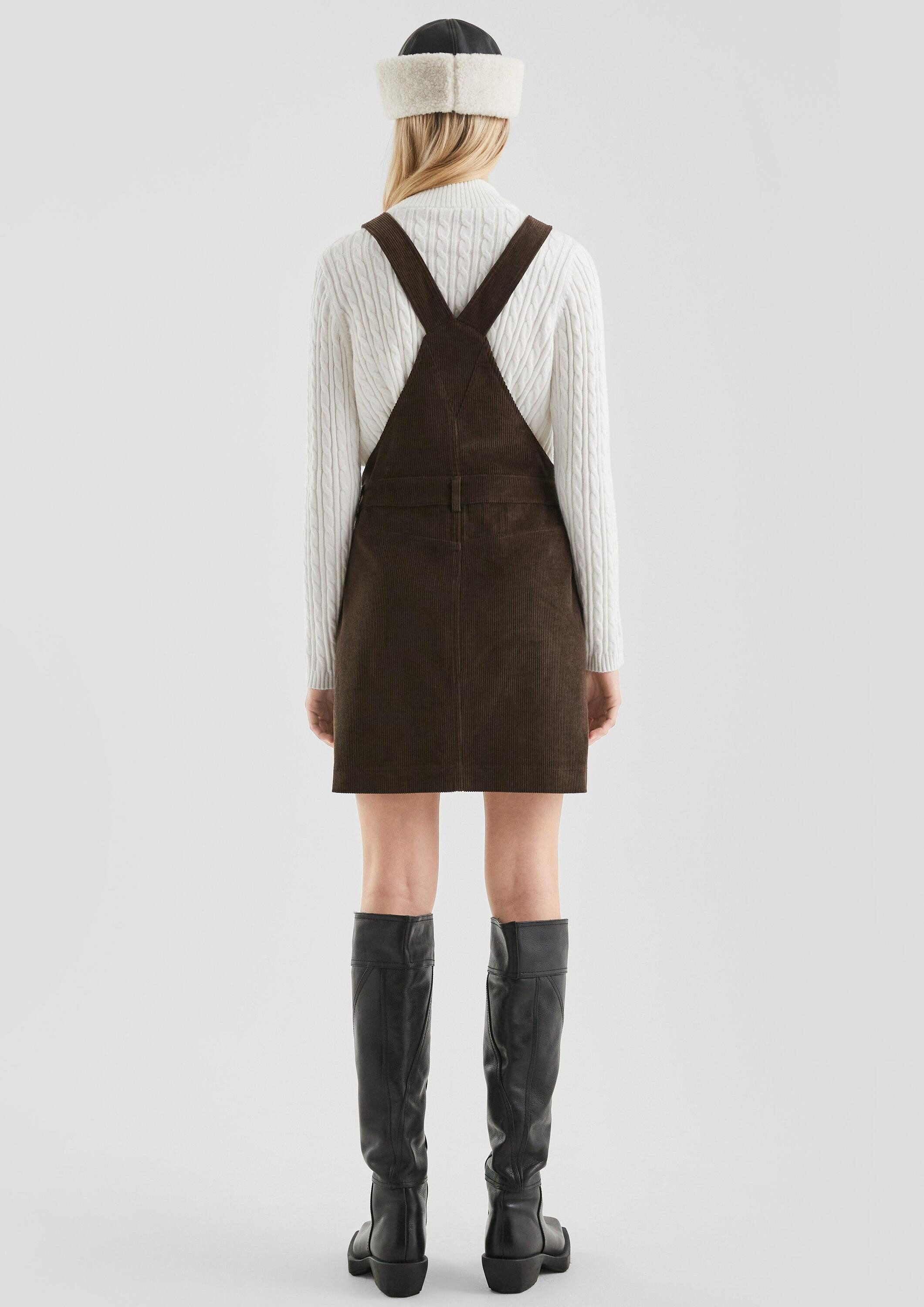 QS Minikleid Kleid Mini-Latzkleid aus Cord
