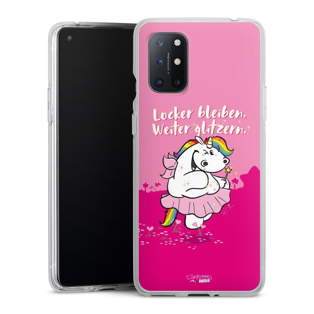 DeinDesign Handyhülle Pummelfee Locker Bleiben Weiter Glitzern, OnePlus 8T Silikon Hülle Bumper Case Handy Schutzhülle