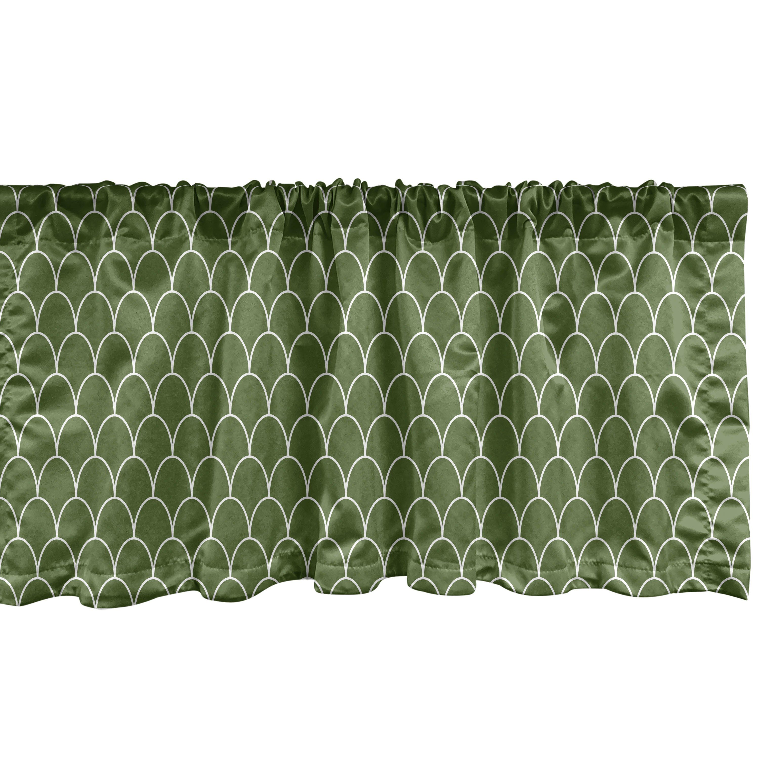 Scheibengardine Vorhang Volant für Küche Schlafzimmer Dekor mit Stangentasche, Abakuhaus, Microfaser, Grün Geometrische wellige Form