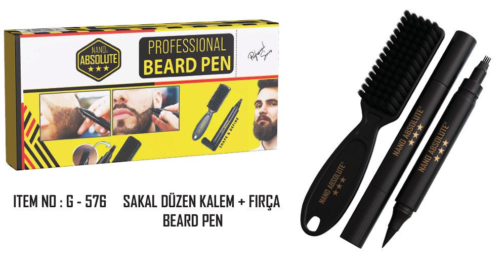 Nano Absolute Bartfarbe Bartfüllungsstift Beard Pencil Bartstift mit Bartbürste G-576, 1-tlg.