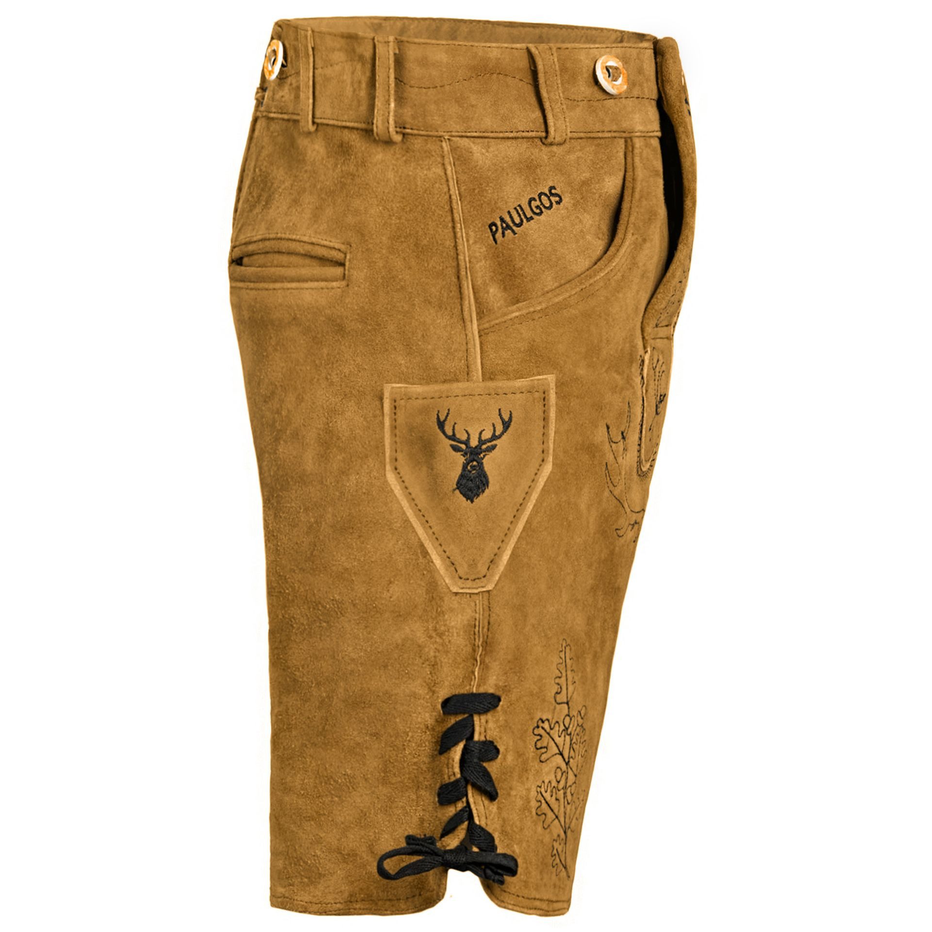 PAULGOS Trachtenhose Herren Lederhose Kurz mit Trägern 100% Echtleder - HK5