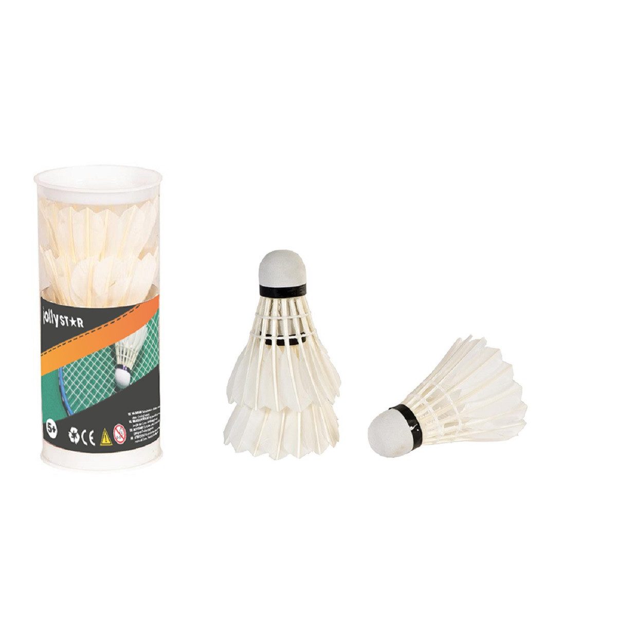 Jollity Badmintonball 3er Set Federbälle im Röhrchen – Naturfedern für Badminton (3-St)