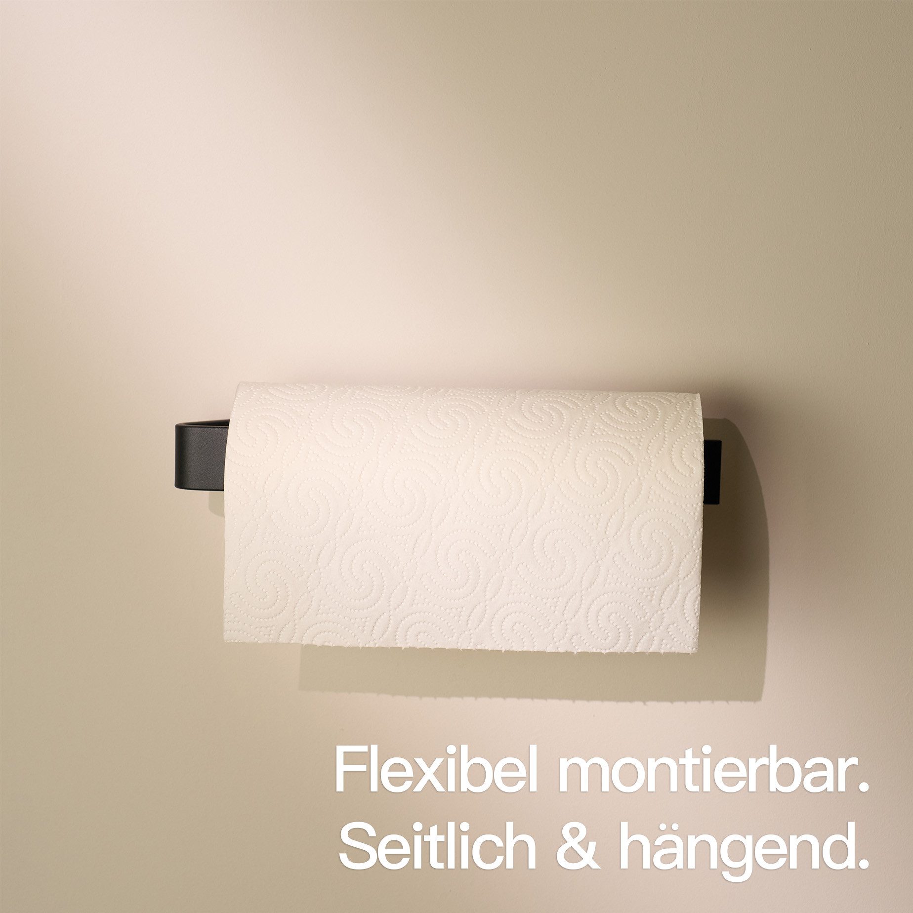 Designfabrik Hamburg Küchenrollenhalter DFHH KRH, Aluminium Vollmaterial, ohne Bohren, abrutschsicher