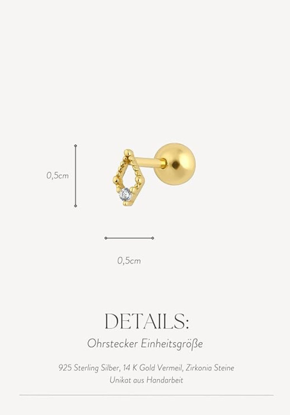 Einzelstück Single-Ohrstecker Ohrpiercing Piercing Alamea 925 Sterling Silb günstig online kaufen