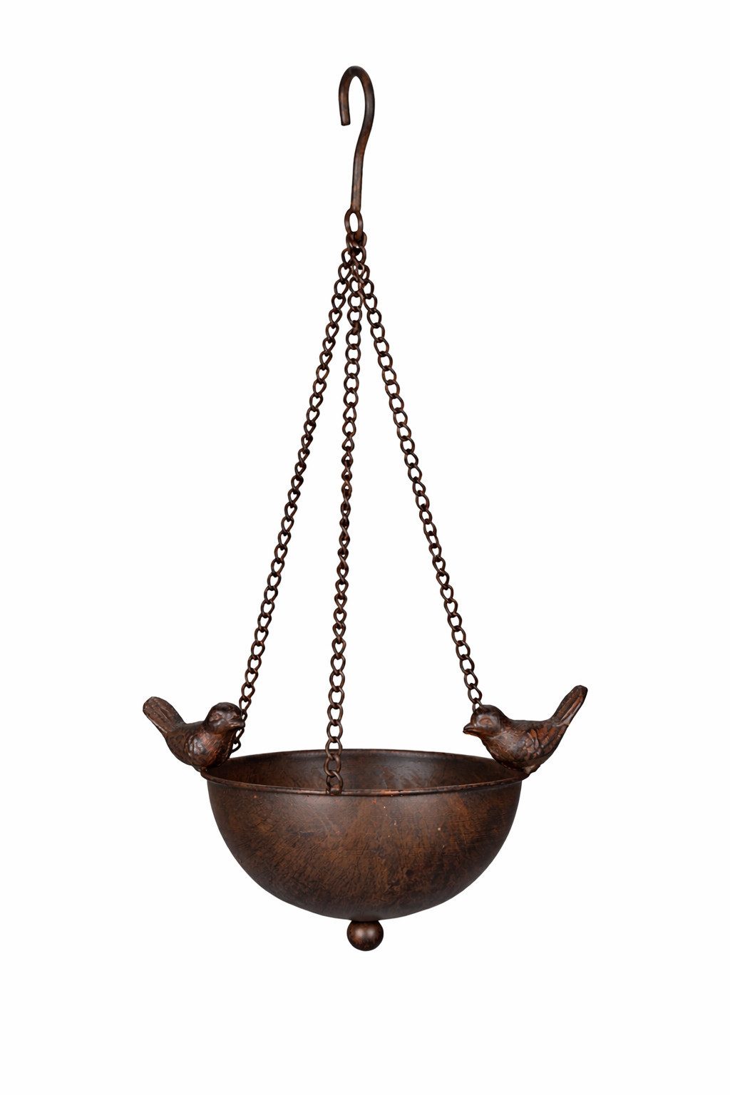 finehomegarden Vogeltränke Futterplatz Metall zum hängen 2Vögel schwarz/braun Ø18x18cm H11cm, Futterstation Vogeltränke Vogelbad Garten / Paket