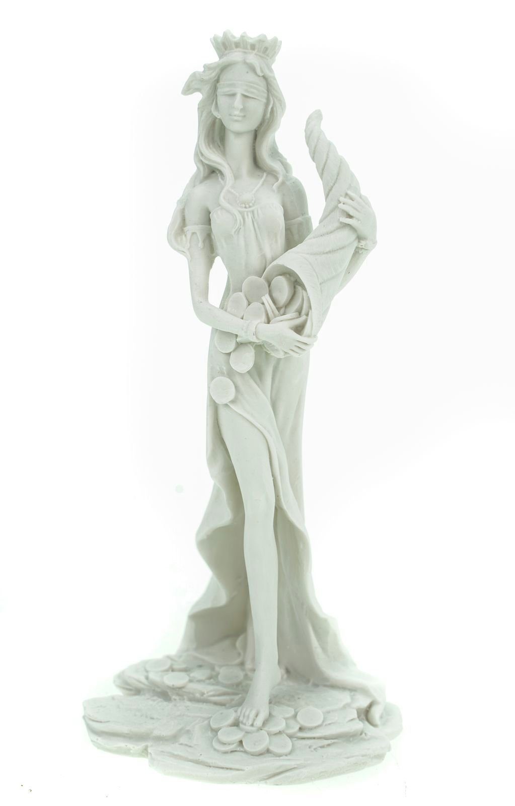 Kremers Schatzkiste Dekofigur Alabaster Figur Fortuna mit Füllhorn Göttin des Glücks Skulptur 21 cm