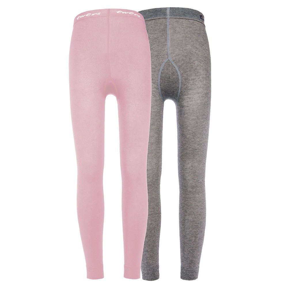 Ewers Strickstrumpfleggings Legging Uni (2 St) grau-wildrose