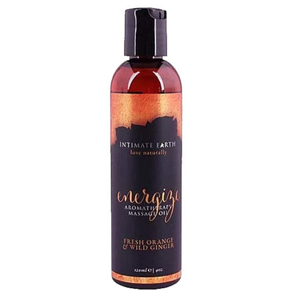 Aromatherapie und Massageöl Flasche Earth 120ml, mit Intimate natürliches Energize (Ingwer/Orange) Massage-Öl