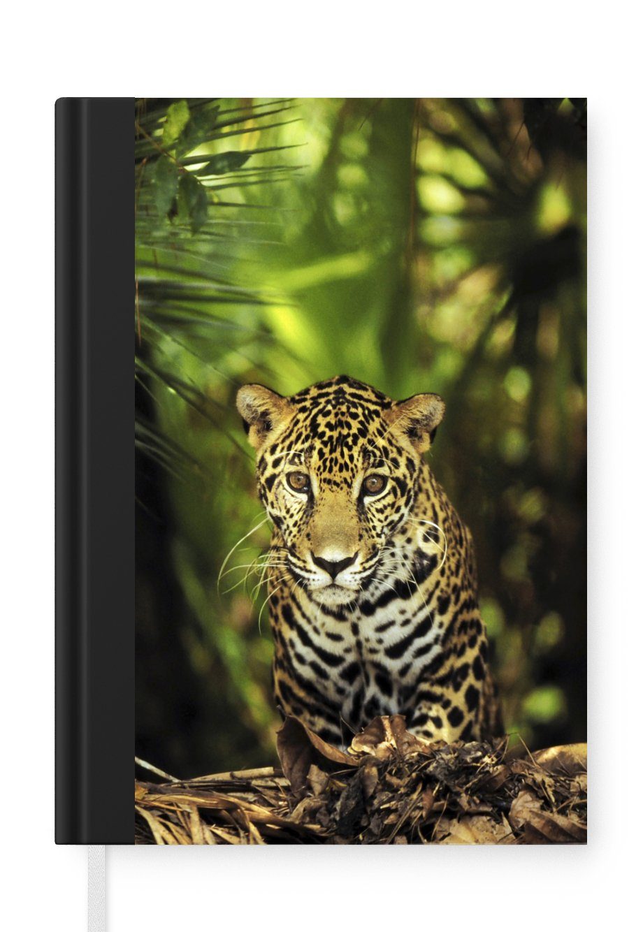 MuchoWow Notizbuch Junger Jaguar im Dschungel, Journal, Merkzettel, Tagebuch, Notizheft, A5, 98 Seiten, Haushaltsbuch