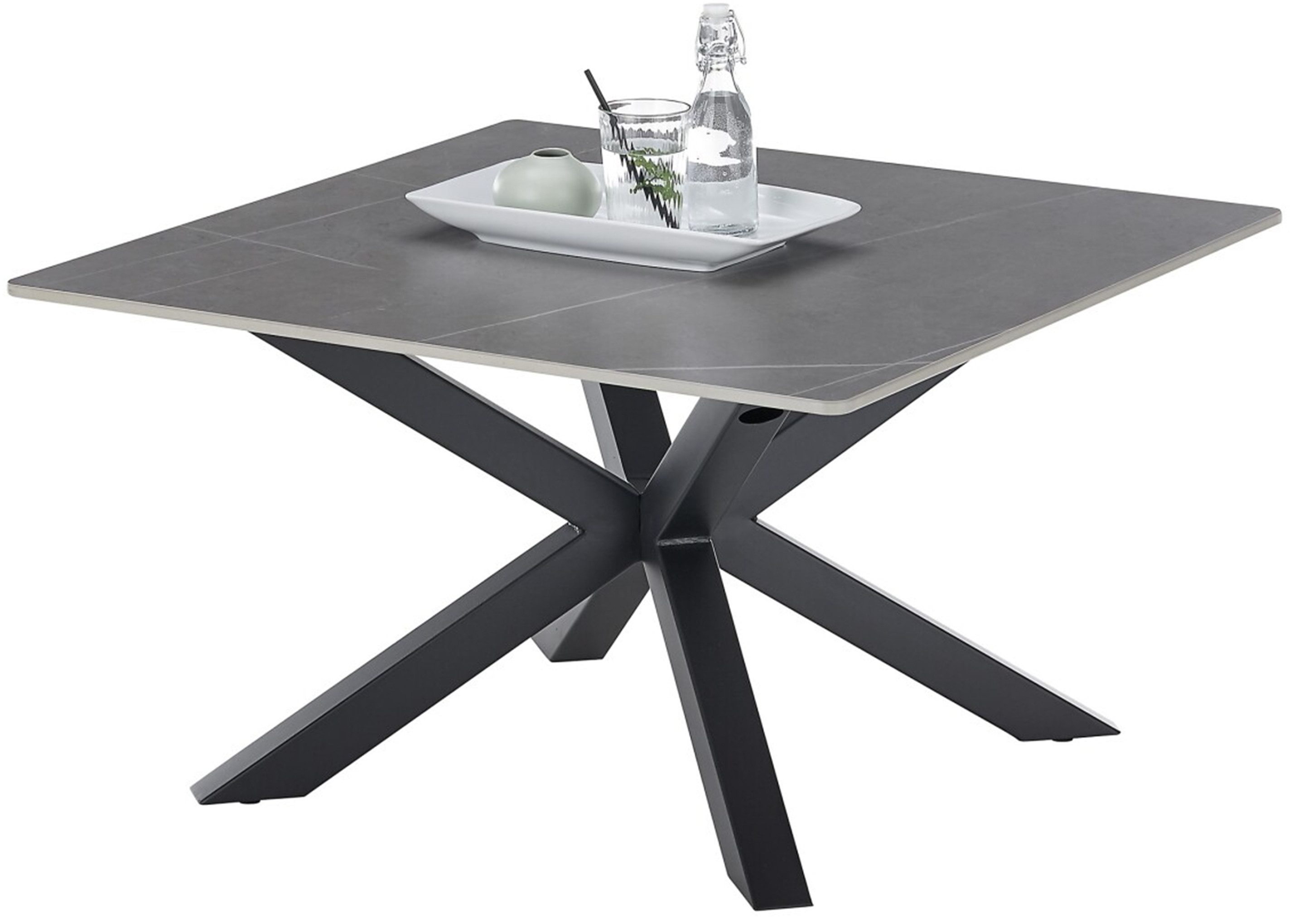 möbelando Couchtisch Janin, in grau, schwarz, Keramik, Metall - 80x45x80cm (BxHxT)