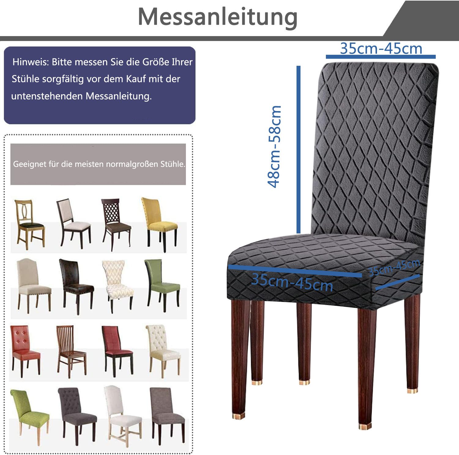 Coonoor Sitzflächenhusse 2/4/6er Set Stretch Stuhlhussen für Esszimmerstühl günstig online kaufen